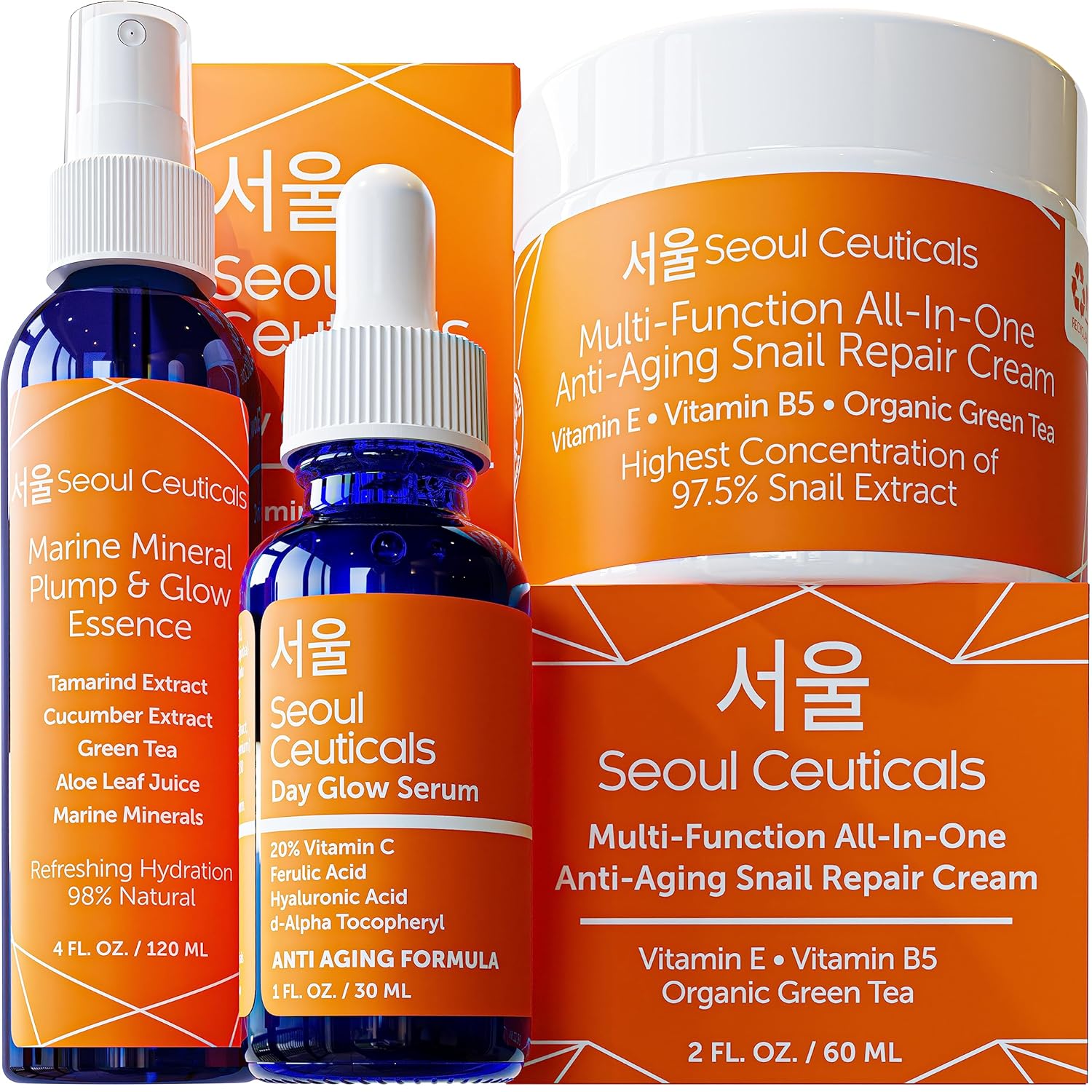 SeoulCeuticals Korean Beauty Products Korean Skin Care Set Includes Toner, Serum & Moisturizer – This K Beauty Routine Regimen Will Provide Your Skin With That Healthy Youthful Glow