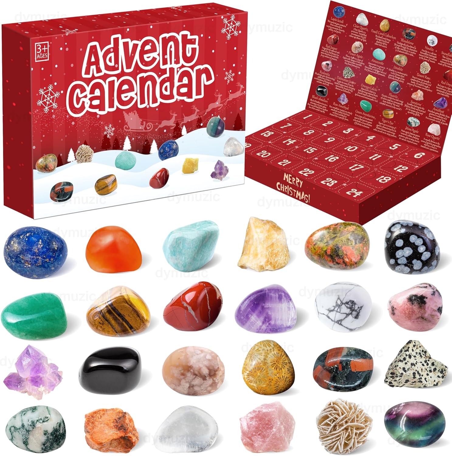 Crystal Advent Calendar 2024, Rock Advent Calendar 2024 Adult, Kids, Boys, Girls, Teen Girls, Women Healing Crystal Gemstone Advent Calendar, 24 Days of Surprise Natural Crystals and Gem Rocks