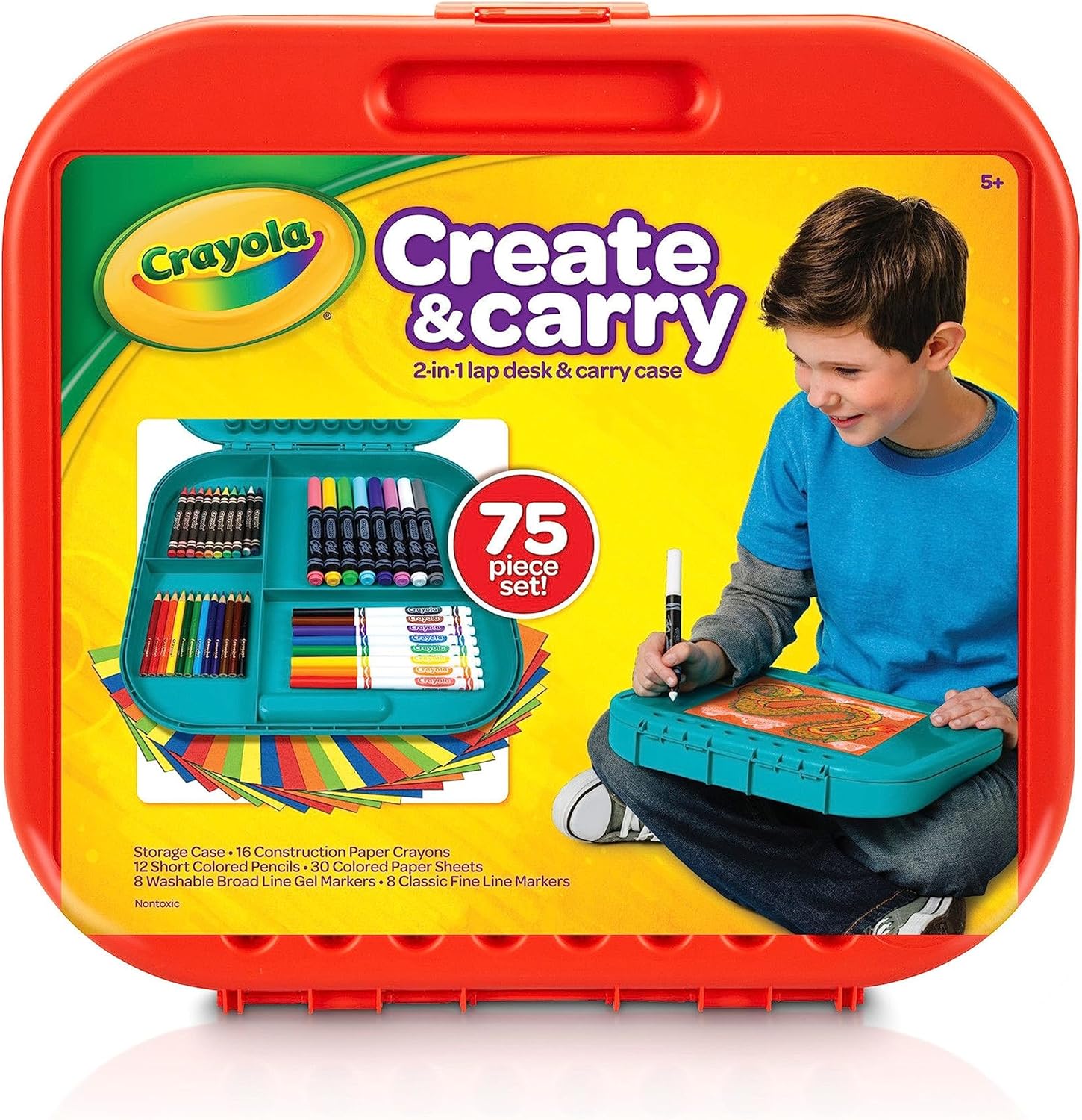 Crayola Create ‘N Carry Art Set (75pcs), Art Supplies Kit, Drawing Set for Kids, Arts & Crafts Supplies, Holiday Gift for Kids, 5+