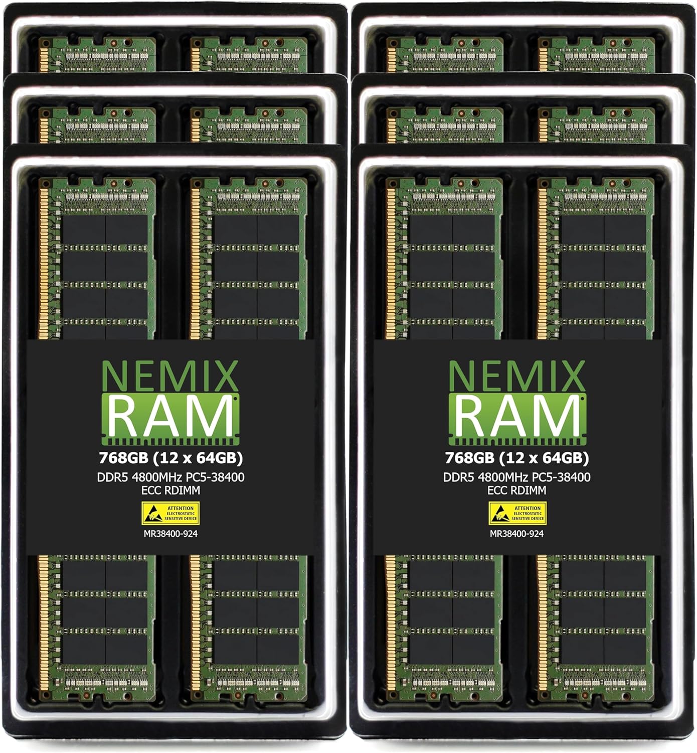 NEMIX RAM 768GB (12X64GB) DDR5 4800MHZ PC5-38400 2Rx4 1.1V 288-PIN ECC RDIMM Registered Server Memory KIT Compatible with Dell PowerEdge R6625 Rack Server