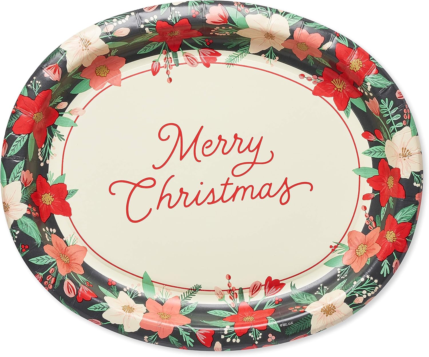 American Greetings 36-Count 12.25 in. Paper Dinner Plates, Winter Floral Christmas Party Supplies