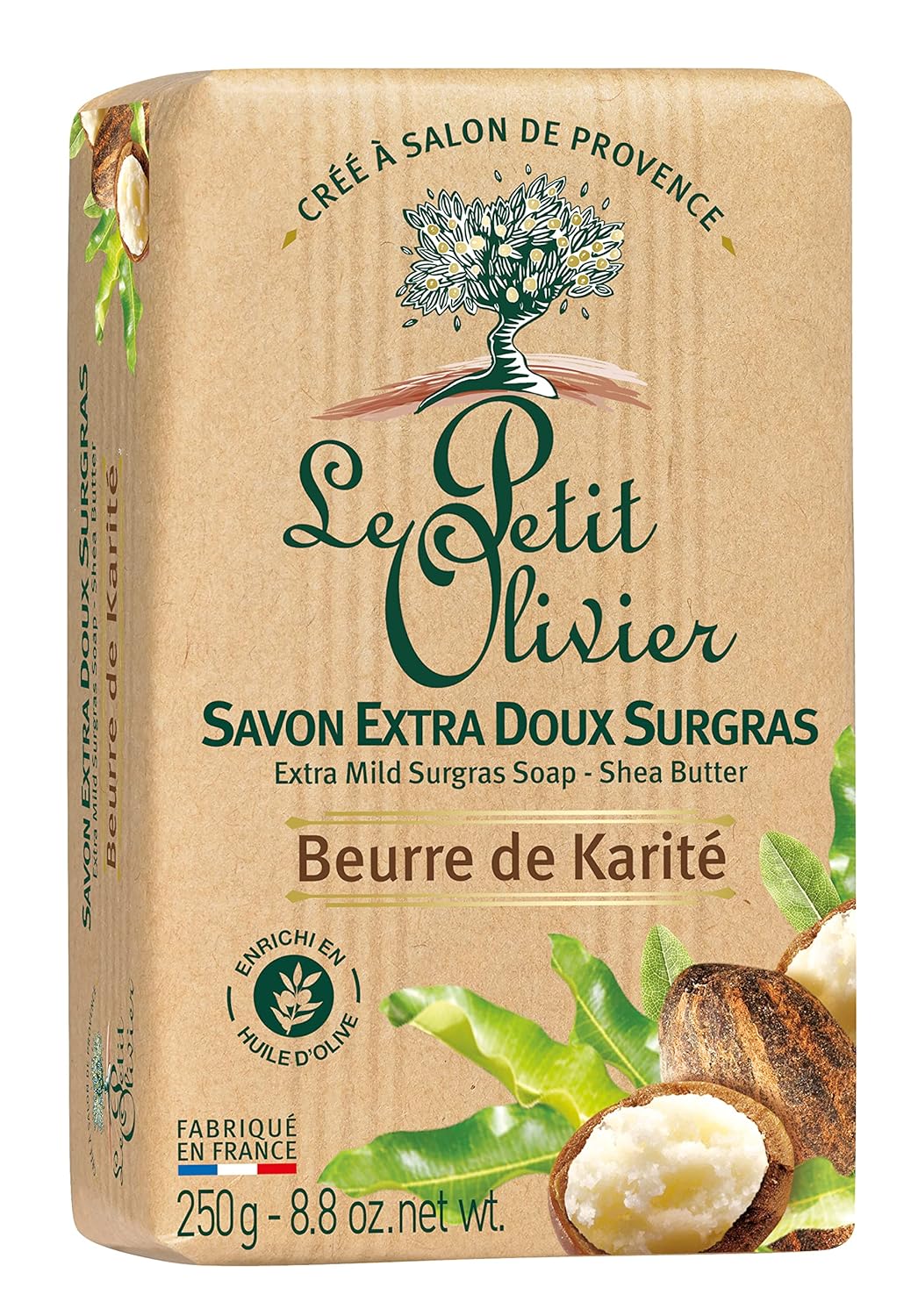 Le Petit Olivier Extra Mild Surgras Soap – Shea Butter – Gently Cleanses Skin – Delicately Perfumed – Moisturizing And Softening – Vegetable-Based – Eco-Friendly Packaging – Paraben Free – 8.8 Oz