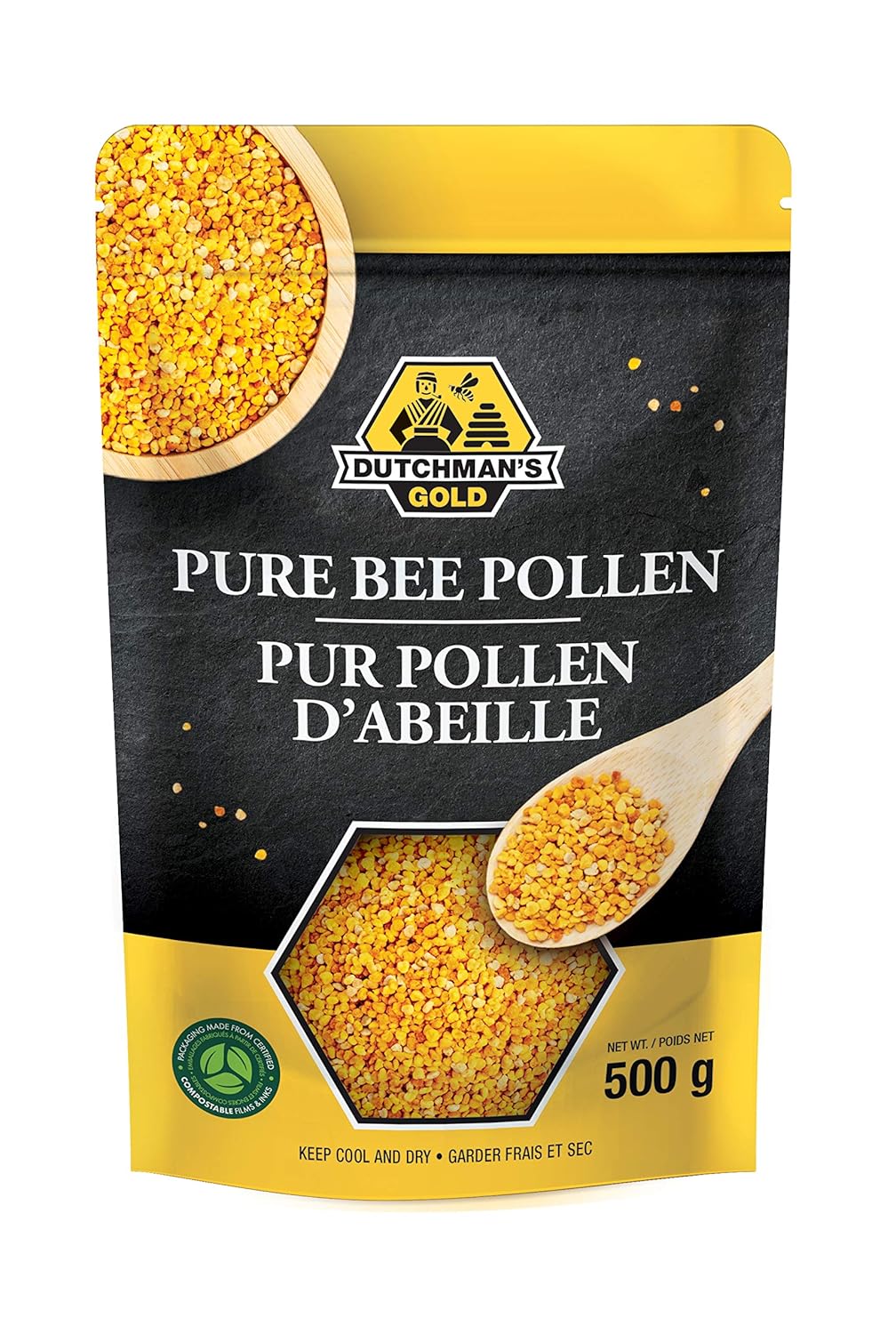 Dutchman’s Gold Bee Pollen Granules (500g) – Pure Dried Pollen – Natural Superfood with Vitamins, Minerals, Proteins