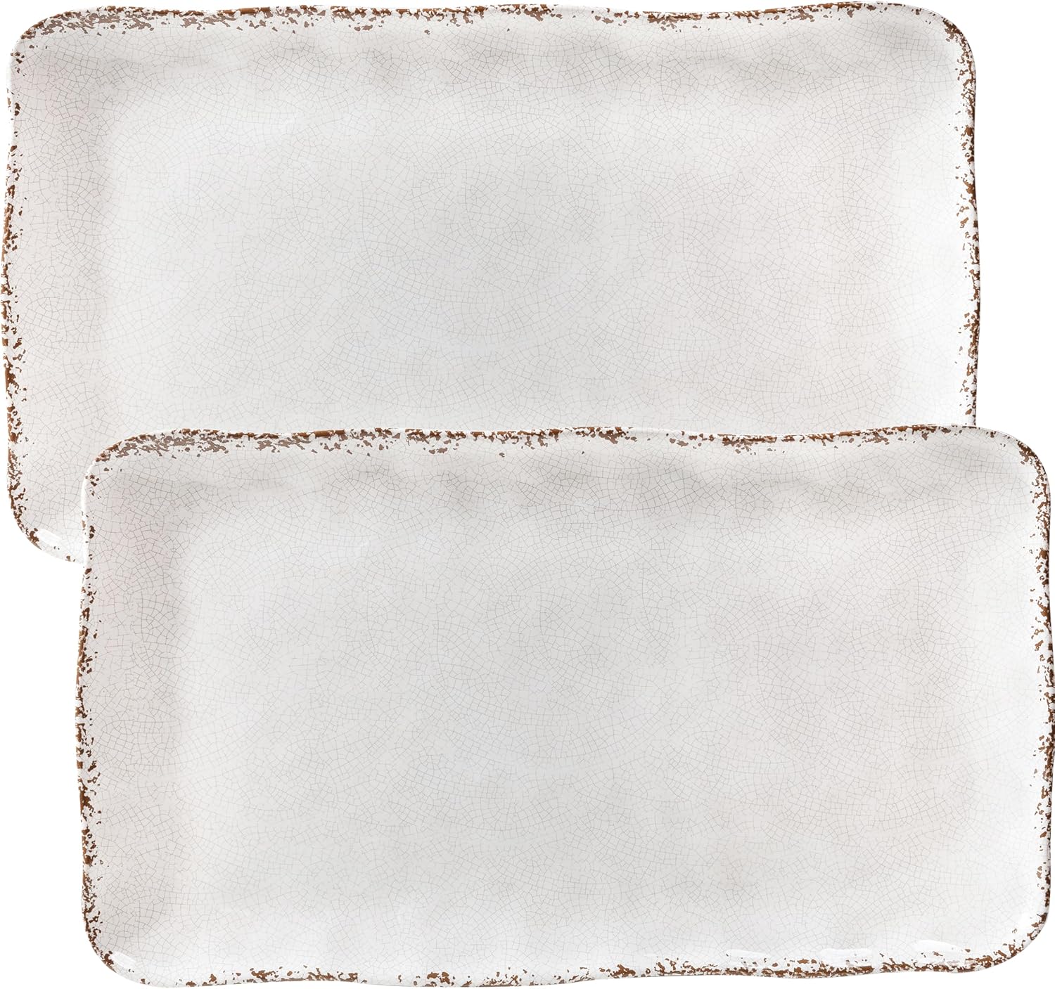 Farmhouse Melamine Serving Platters Set of 2, 17″x10″ Large Rectangular Melamine Serving Trays for Serving Food on Parties and Entertaining, Dishwasher Safe. Ivory