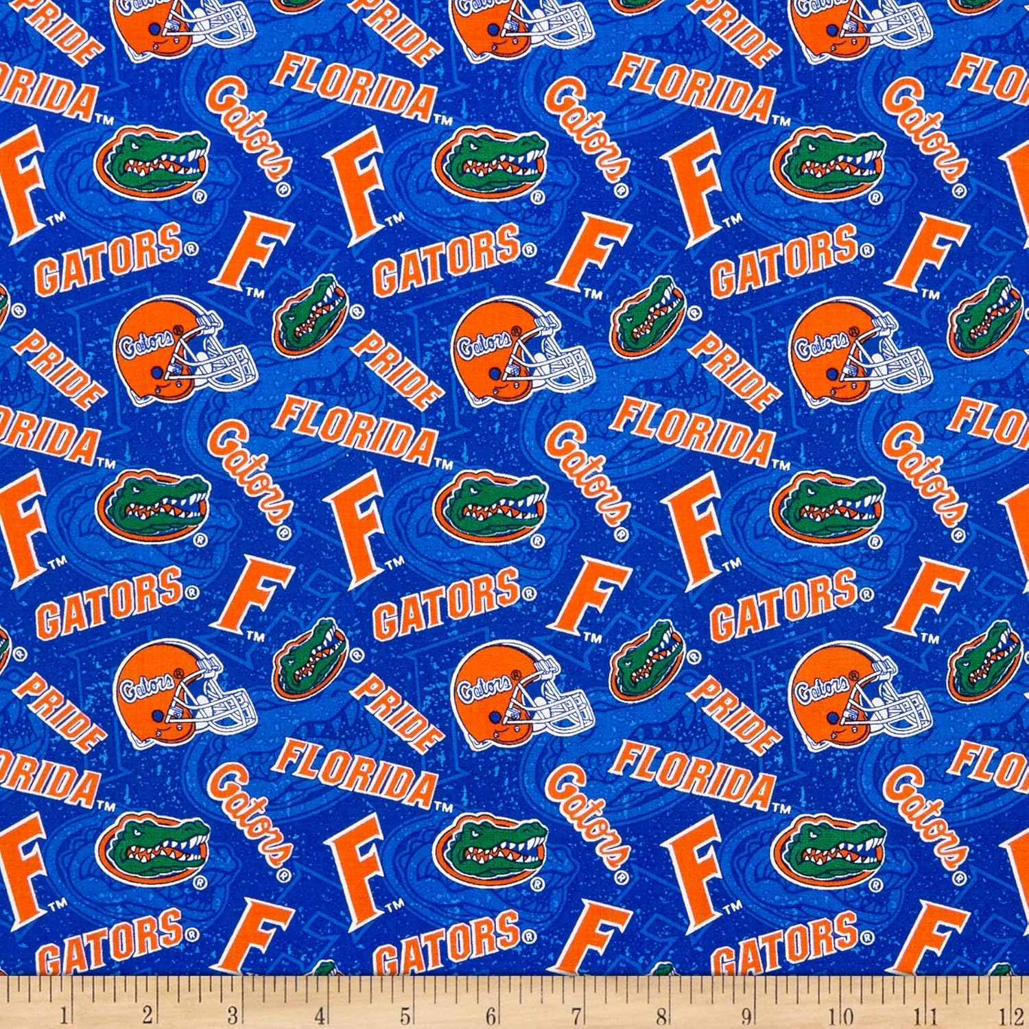 NCAA Florida Gators 1178 Tone on Tone Orange/Green/Blue/White, Fabric by the Yard