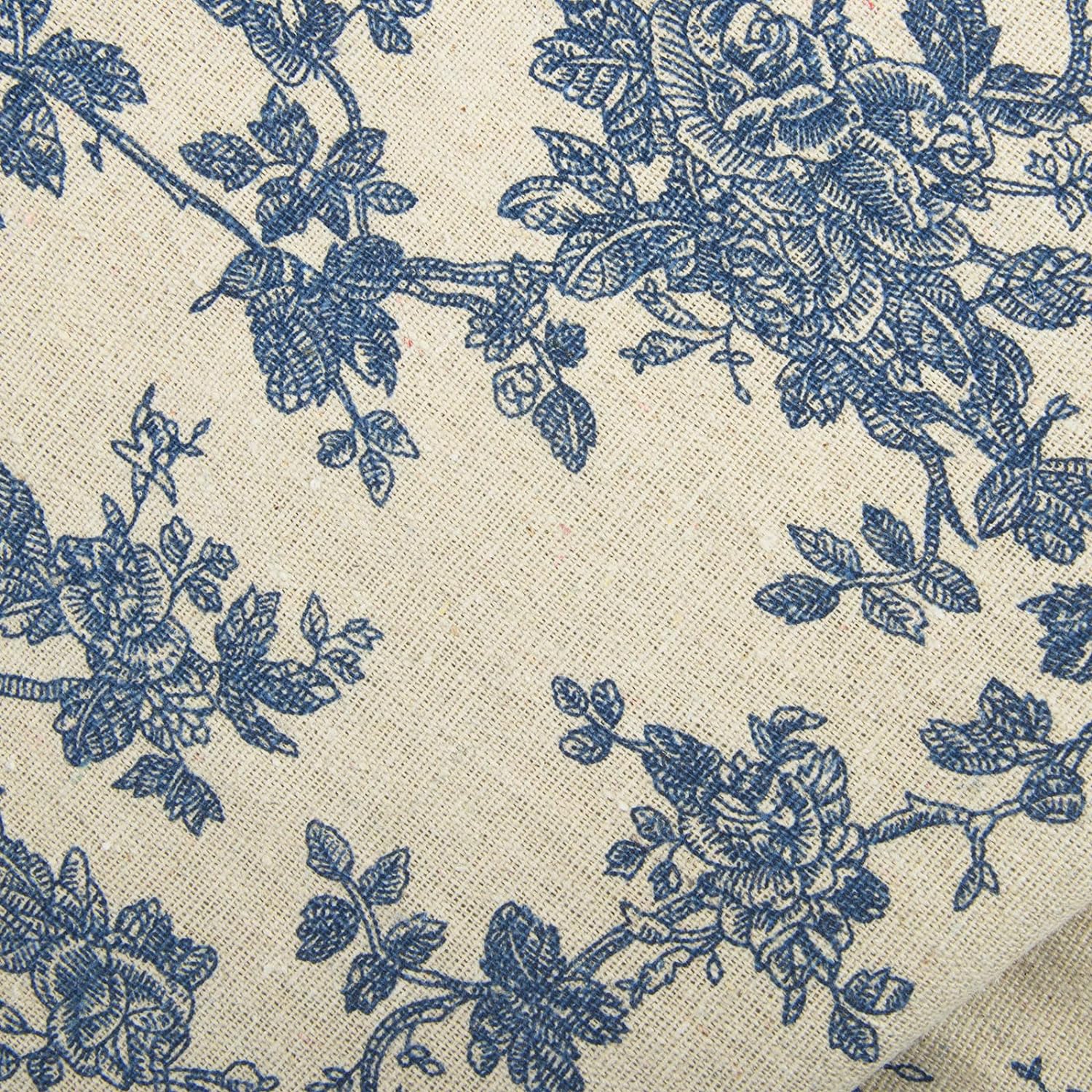 Linen Fabric Floral Pattern by The Yard- Precut 1 Yard 62 Inch Width for Sewing DIY Crafting Quilting Sofa Tablecloth Curtain Cloth