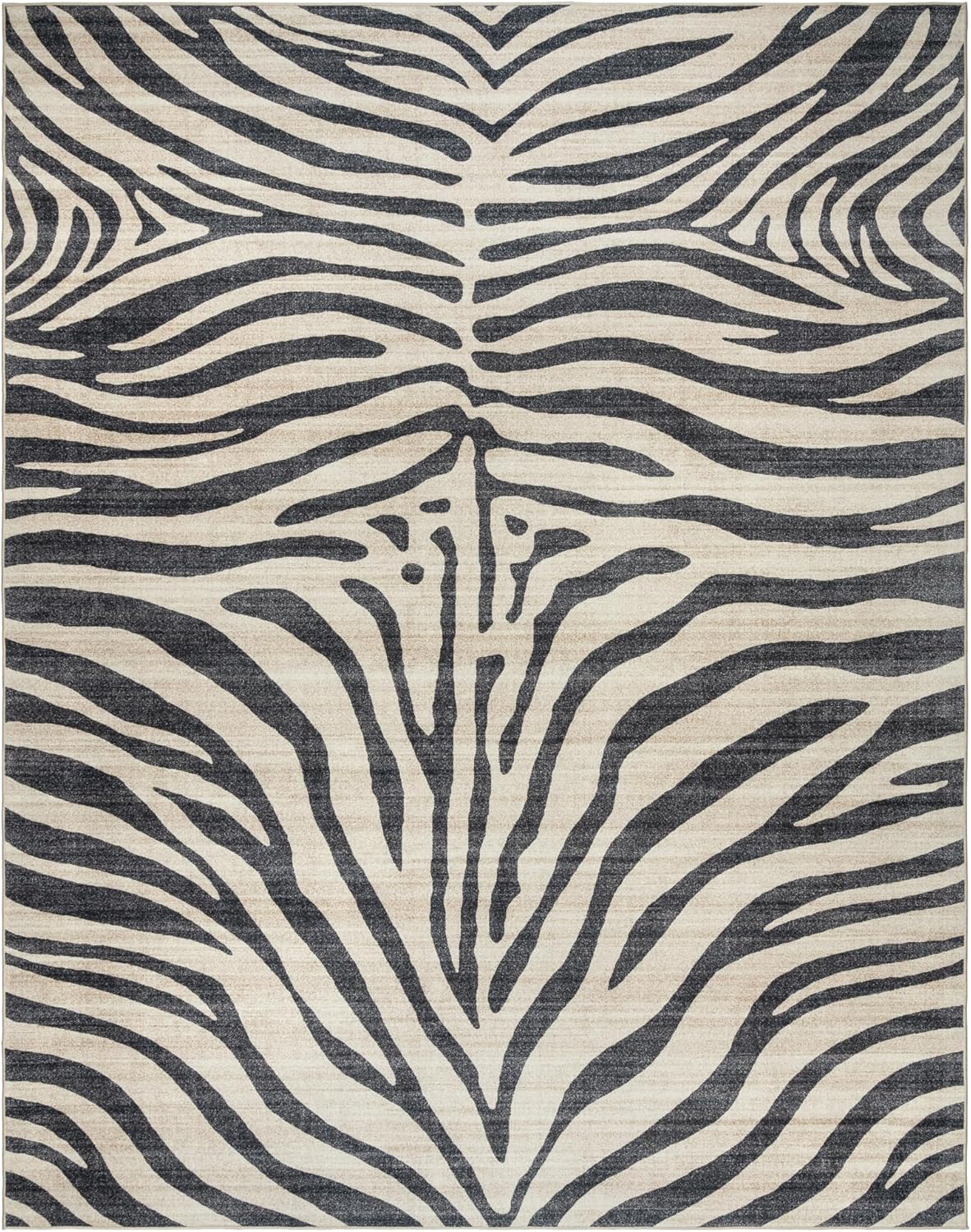 Gertmenian Printed Indoor Boho Area Rug – Non Slip, Ultra Thin, Super Strong, Printed Rug – Home Décor for Entryway, Bedroom, Living Room – 9×13 Extra Large Animal, Zebra Black White, 28537