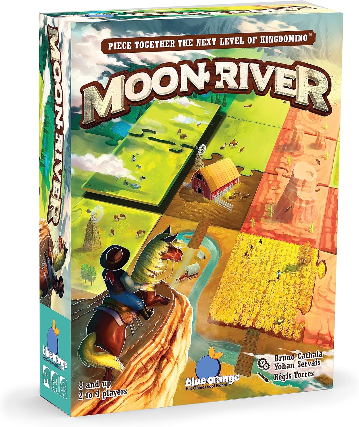 Moon River Family Strategy Board Game American West Theme with Kingdomino Mechanic by Blue Orange Games, 2-4 Players, for Ages 8+