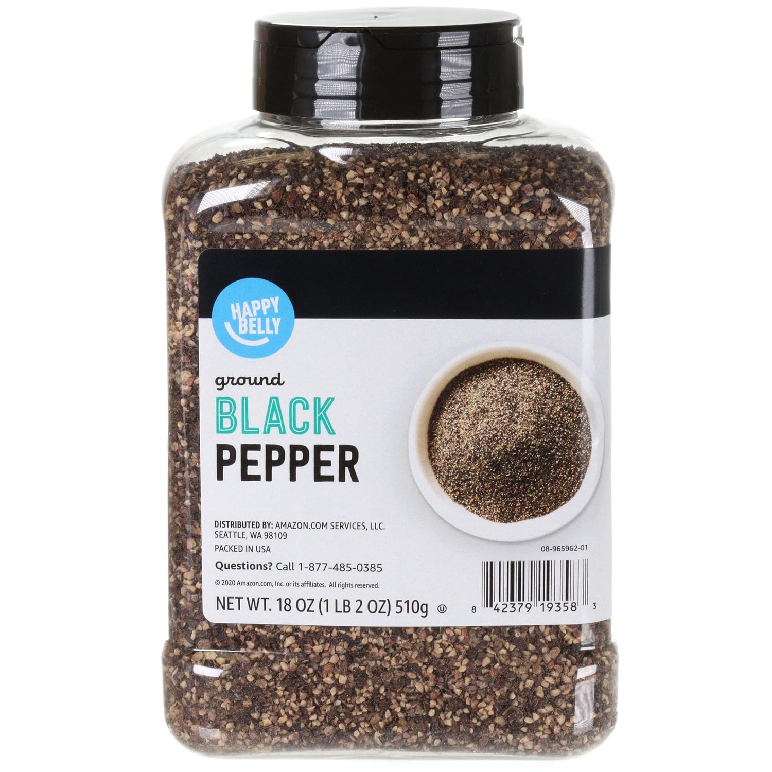 Amazon Brand – Happy Belly Black Pepper, Coarse Ground, 18 oz