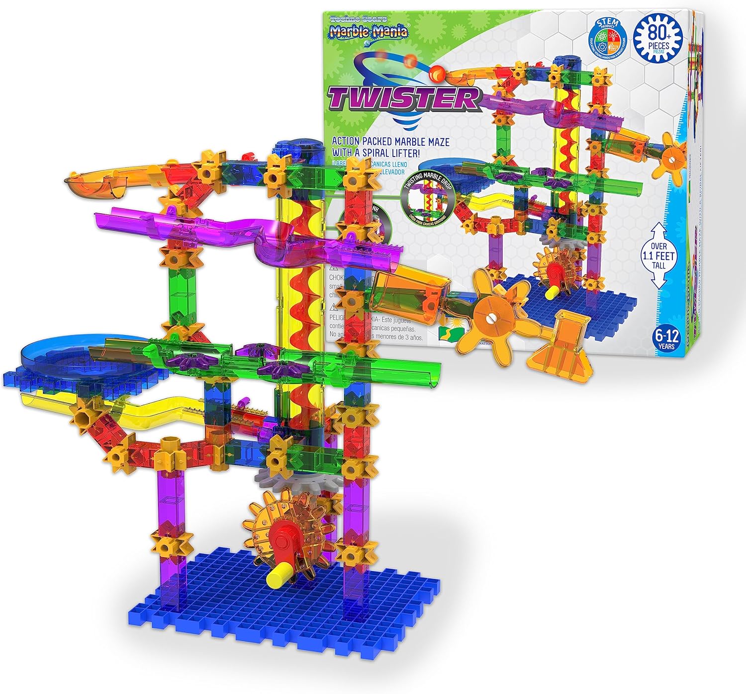 The Learning Journey: Techno Gears Marble Mania STEM – Twister Marble Run (80+ Pieces) Construction Set – Toy Maze Game – Award Winning Learning Toys & Gifts for Boys & Girls Ages 6 Years and Up