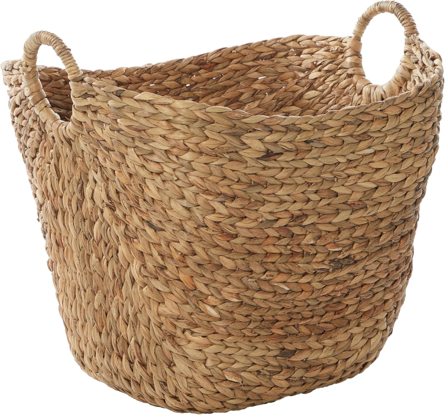 Deco 79 Seagrass Handmade Decorative and Functional Storage Basket Large Woven Basket Organizer with Ring Handles, Basket for Storage 20″ x 18″ x 19″, Brown