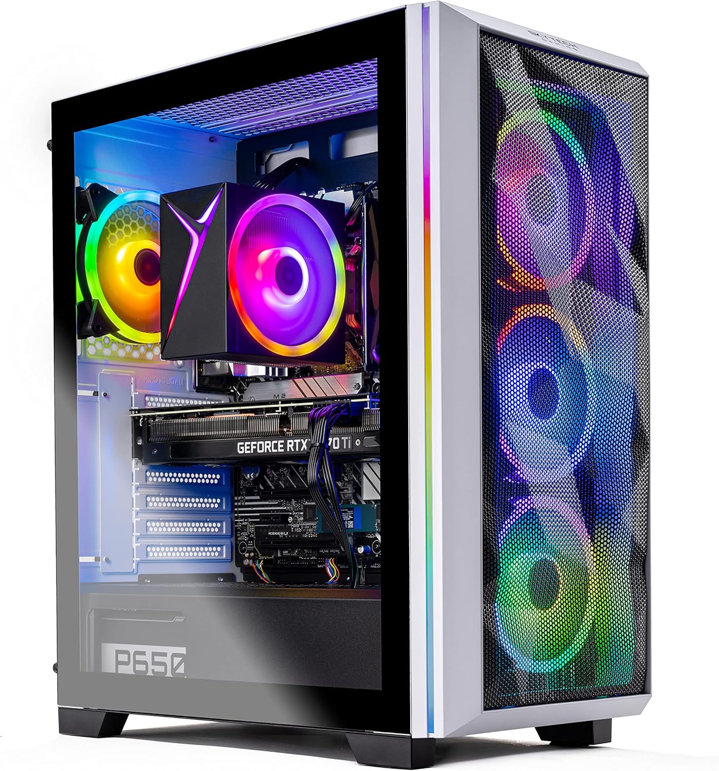 Skytech Gaming Chronos Gaming PC Desktop – AMD Ryzen 7 5700X 3.4 GHz, NVIDIA RTX 4070 Ti, 1TB NVME SSD, 16GB DDR4 RAM 3200, 750W Gold PSU, 11AC Wi-Fi, Windows 11 Home 64-bit