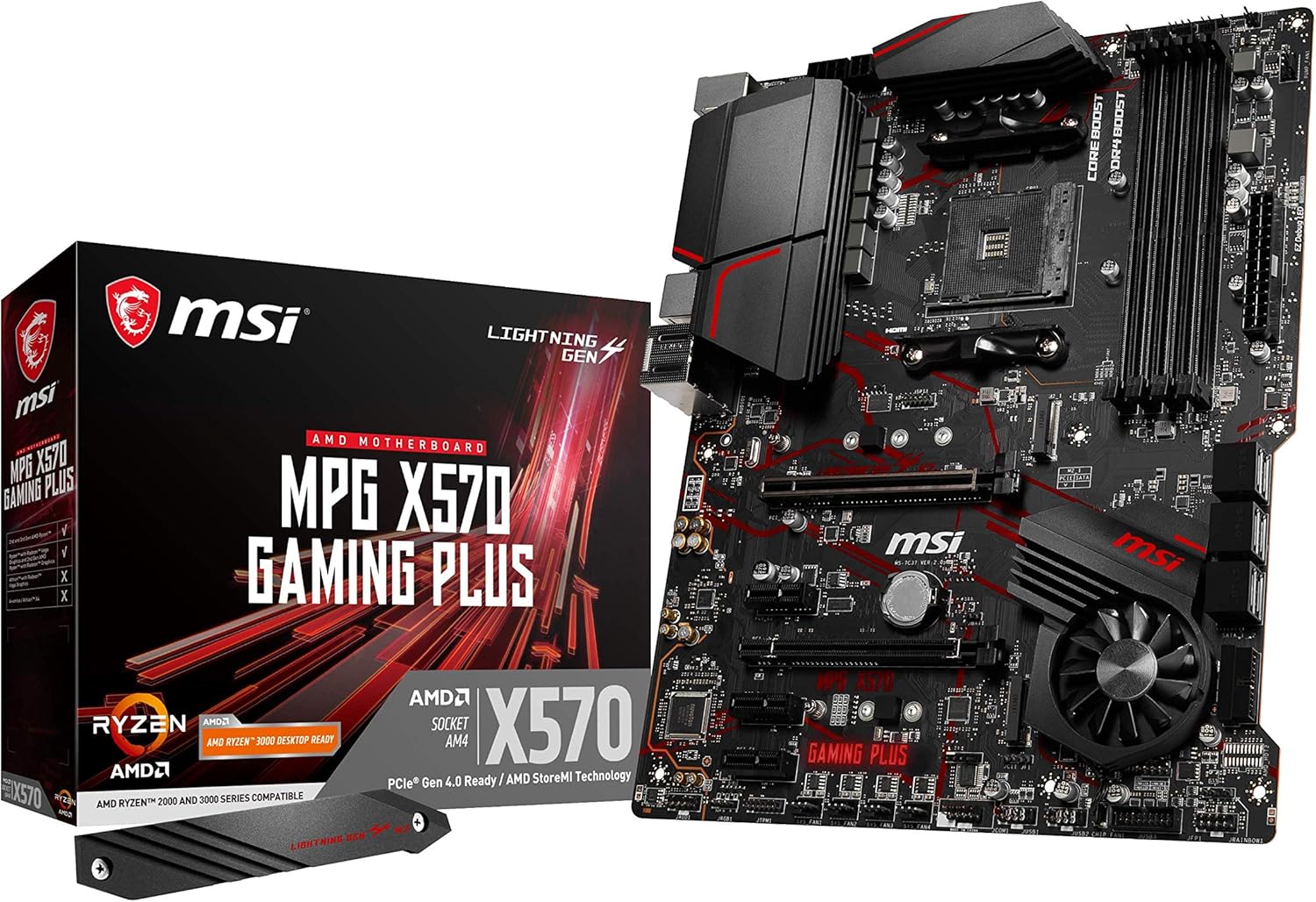 MSI MPG X570 GAMING PLUS Motherboard (AMD AM4, PCIe 4.0, DDR4, SATA 6Gb/s, M.2, USB 3.2 Gen 2, HDMI, ATX)