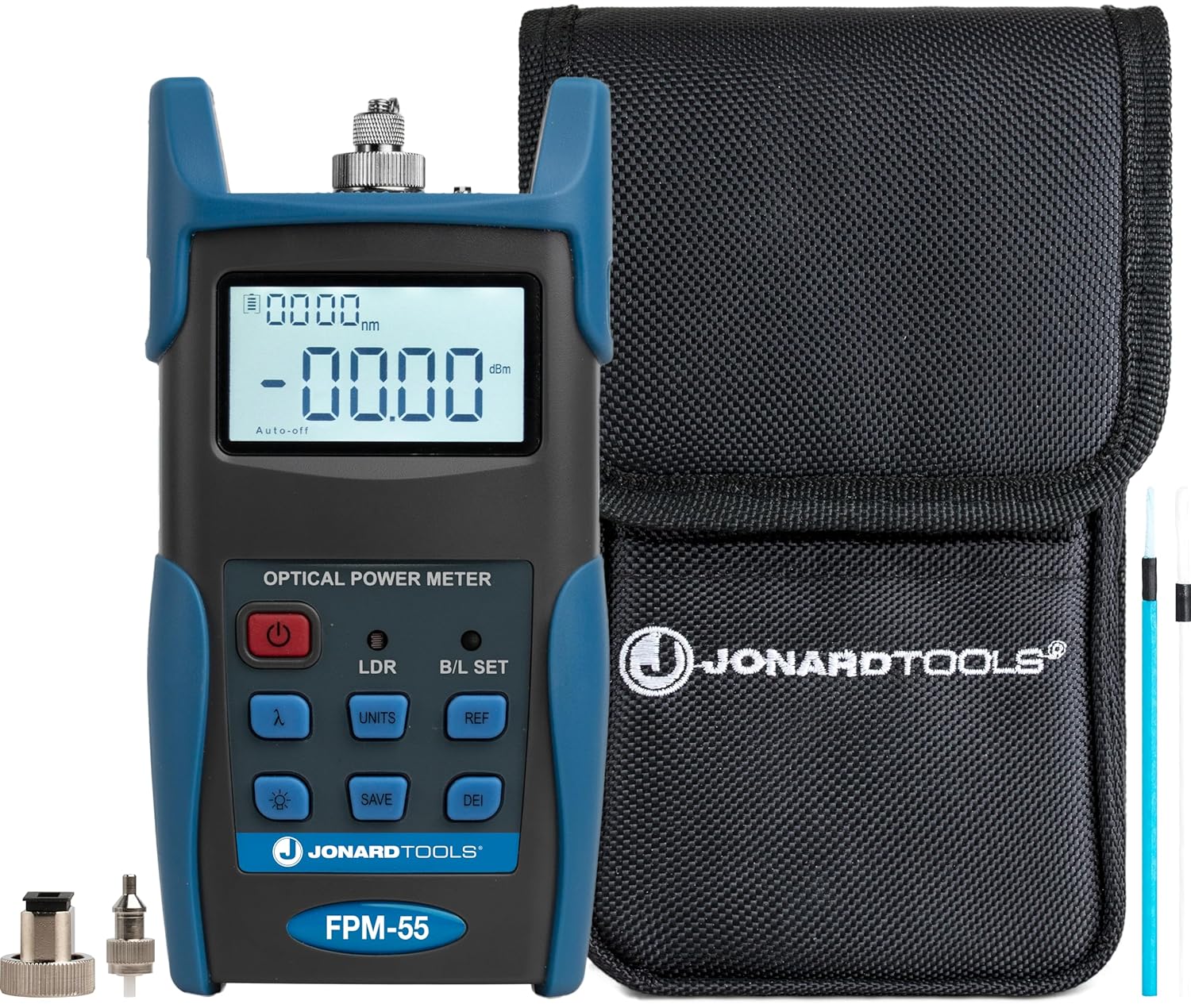 Jonard Tools FPM-55 High Precision Fiber Optic Power Meter with Data Storage (-50 to +26 dBm) and FC/SC/LC Adapters