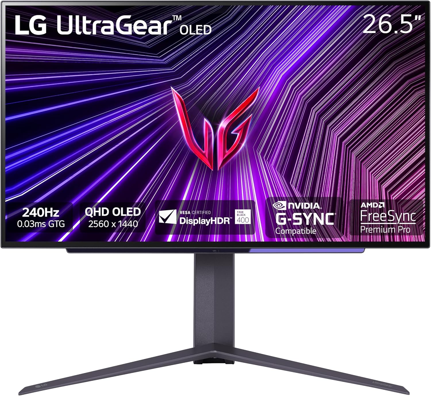 LG ‎27GS95QE 27-inch Ultragear OLED Gaming Monitor QHD 240Hz 0.03ms DisplayHDR True Black 400 AMD FreeSync Premium Pro NVIDIA G-Sync HDMI 2.1 DisplayPort Tilt/Height/Swivel Stand Black