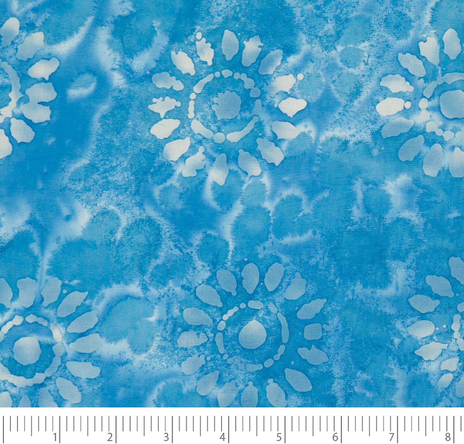 Singer Fabrics-100% Cotton, Batik Collection, Light Sky Blue Sunflower, Cut by The Yard, 42 Inches