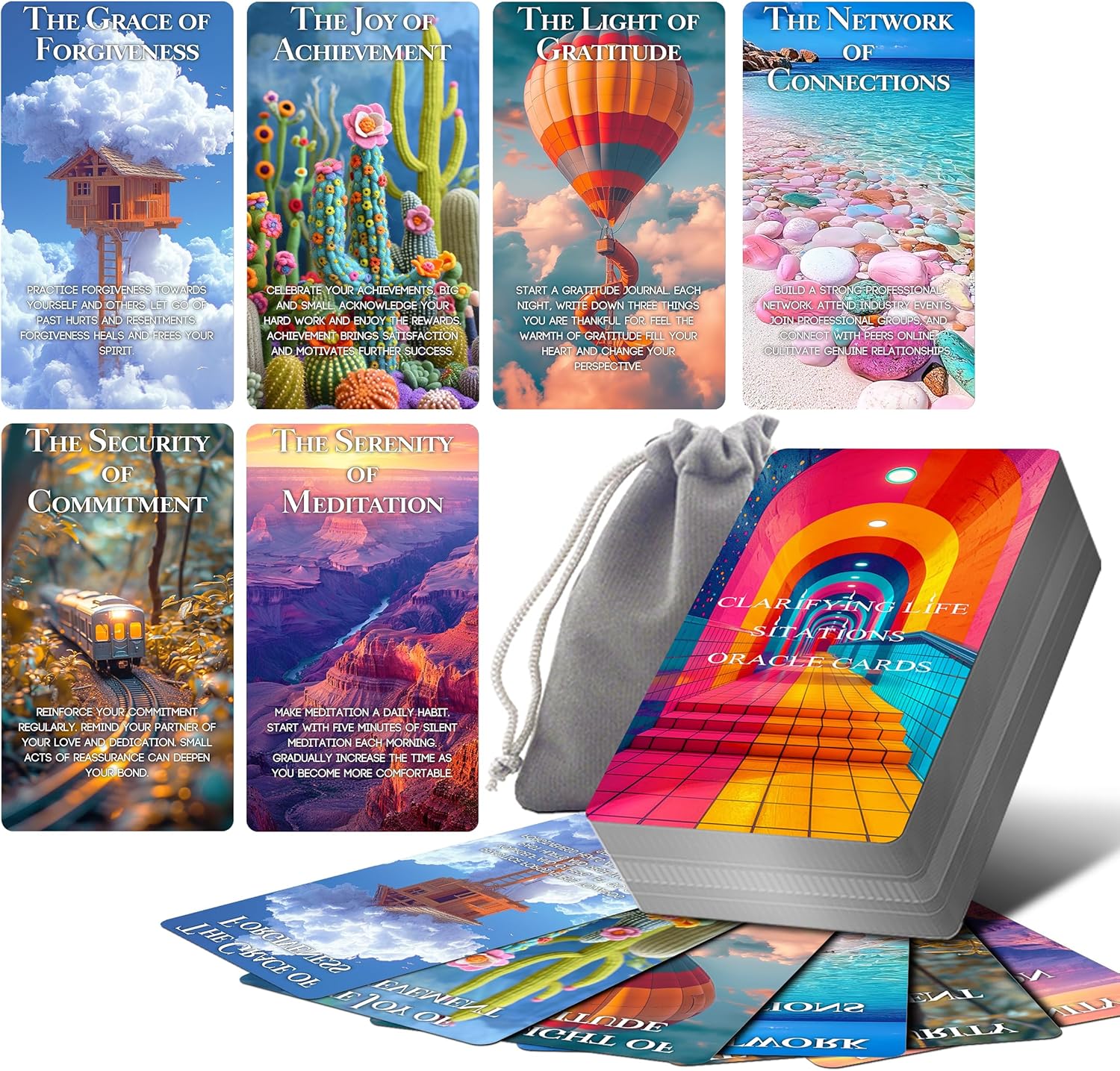 Clarifying Life Situations Oracle Cards, 100 Oracle Deck for Beginners, Tarot Oracle Card with Meanings on Them Cover Love Career Life