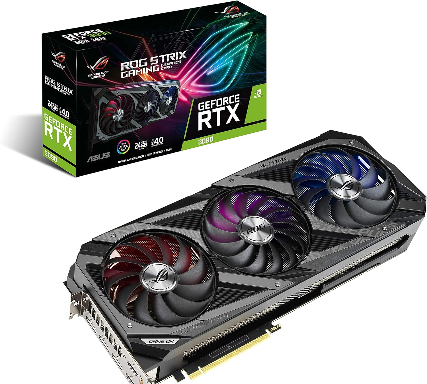 ASUS ROG STRIX NVIDIA GeForce RTX 3090 Gaming Graphics Card- PCIe 4.0, 24GB GDDR6X, HDMI 2.1, DisplayPort 1.4a, Axial-Tech Fan Design, 2.9-Slot