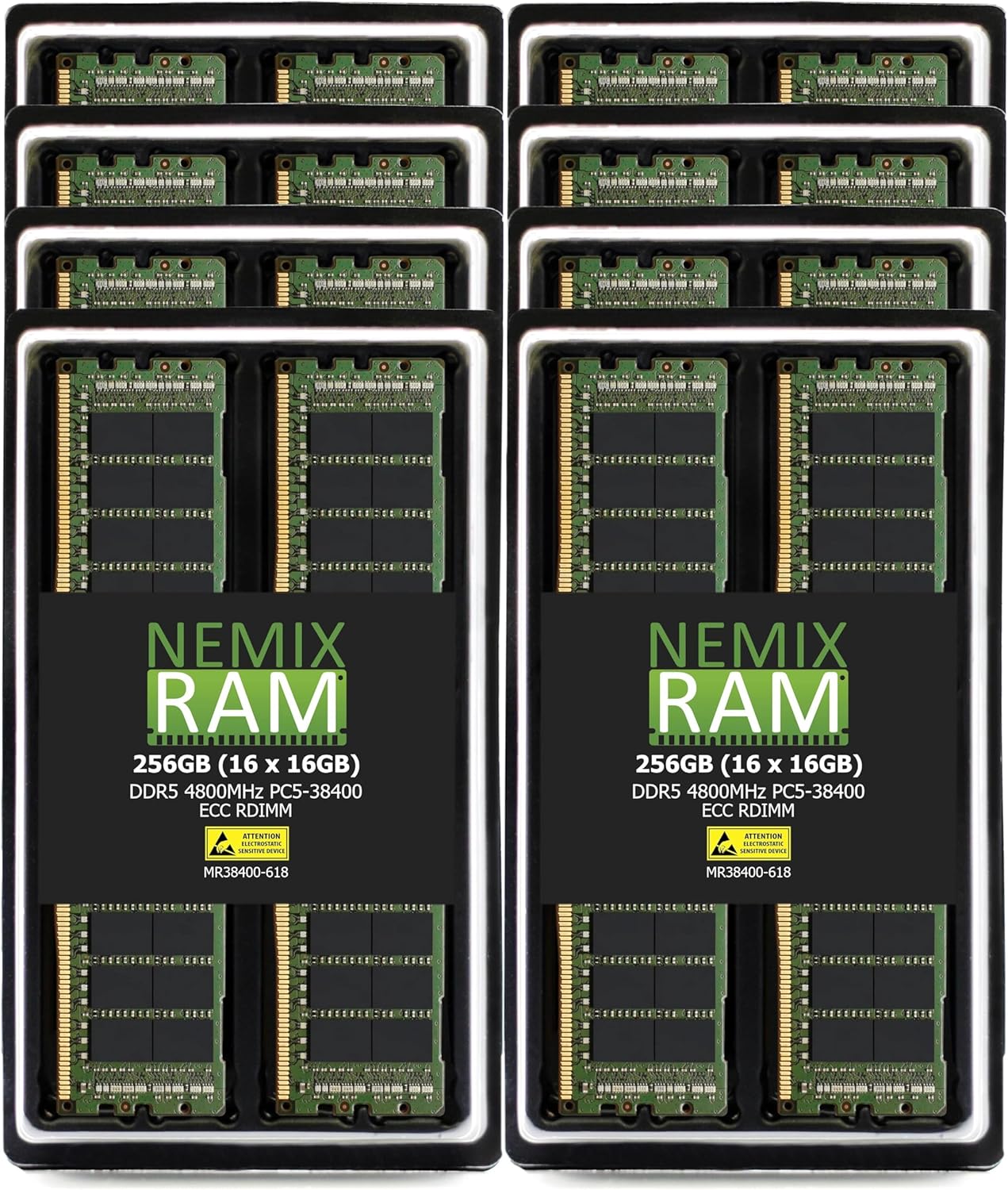 NEMIX RAM 256GB (16X16GB) DDR5 4800MHZ PC5-38400 1Rx8 1.1V 288-PIN ECC RDIMM Registered Server Memory KIT Compatible with Dell PowerEdge R760xd2 Rack Server