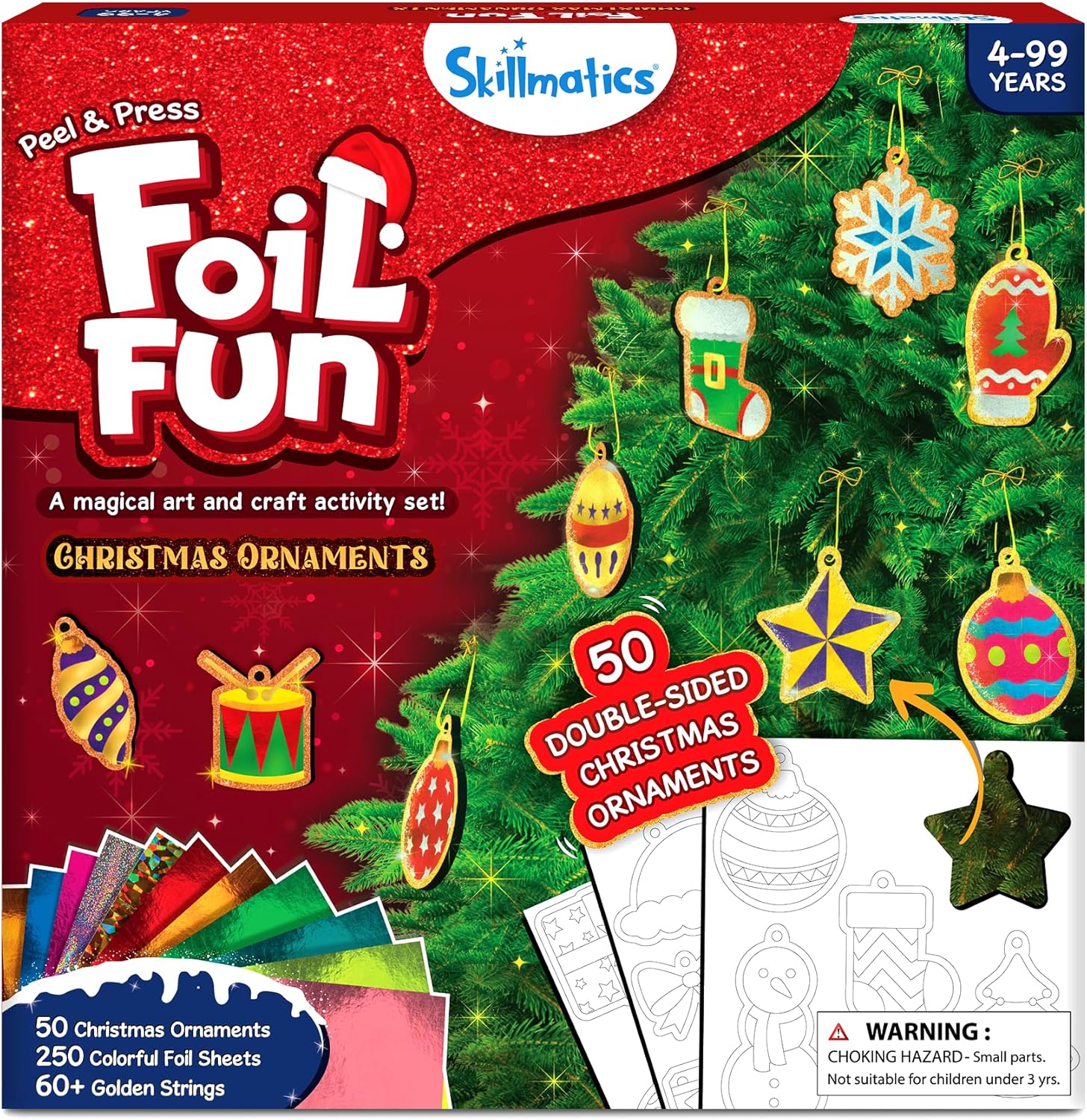 Skillmatics Art & Craft Activity – Foil Fun Christmas Ornaments, Mess Free Art for Kids, Festive Holiday Craft Kits, DIY Decor Creative Activity, Gifts for Girls & Boys Ages 4, 5, 6, 7, 8, 9, and Up