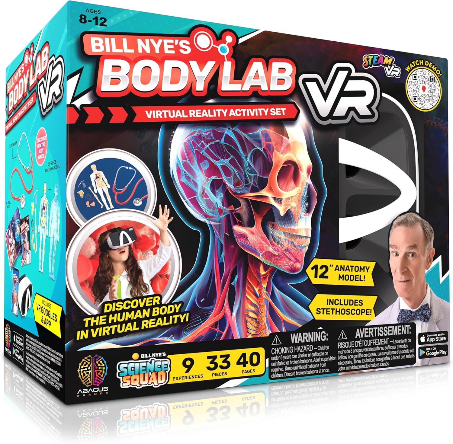 Bill Nye’s Science Squad: Body Lab VR – Virtual Reality Kids Science Kit, Book and Interactive Learning Activity Set – for Ages 8 and Up