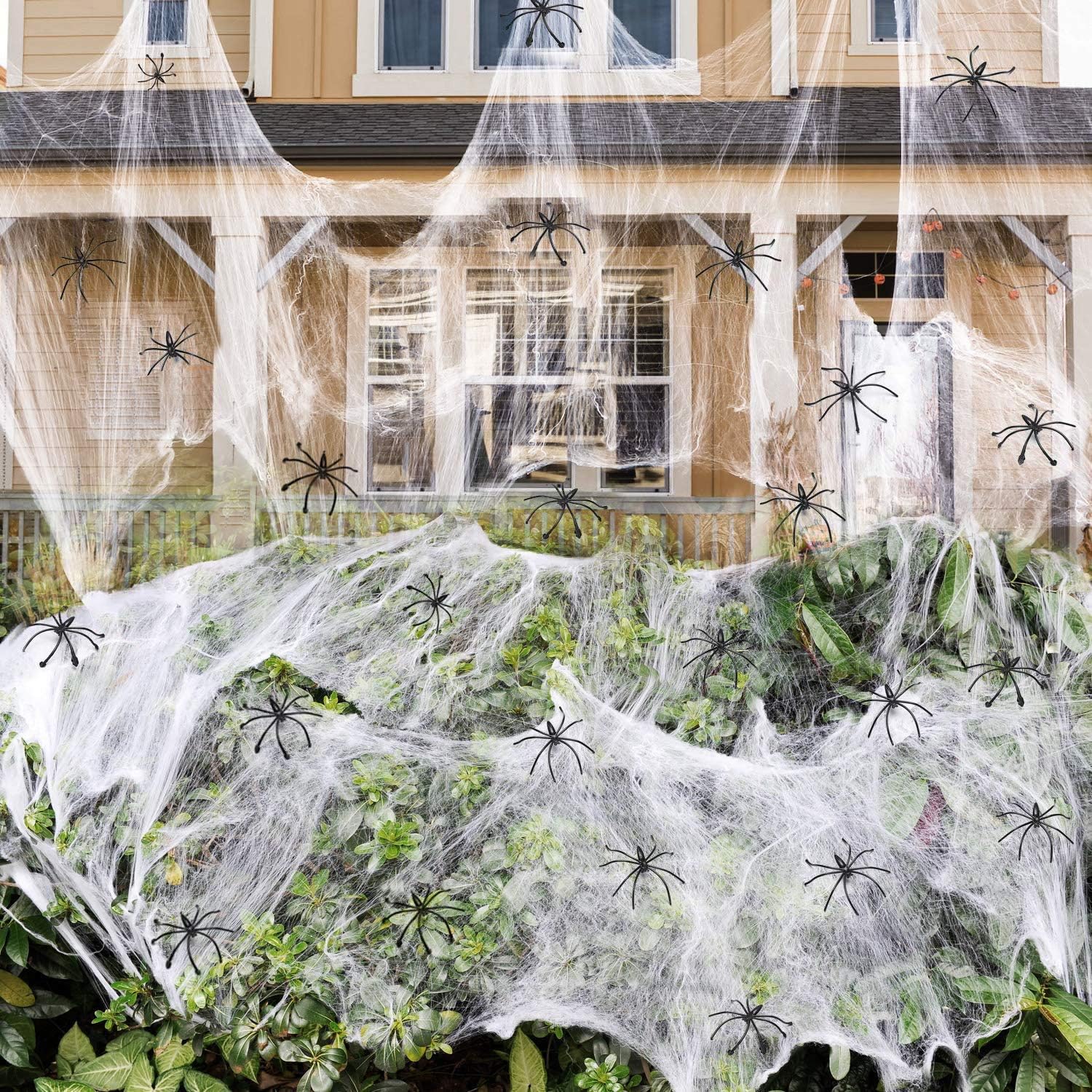 ZPISF 1400 sqft Halloween Spider Webs Decorations with 150 Extra Fake Spiders, Super Stretchy Cobwebs for Halloween Decor Indoor and Outdoor