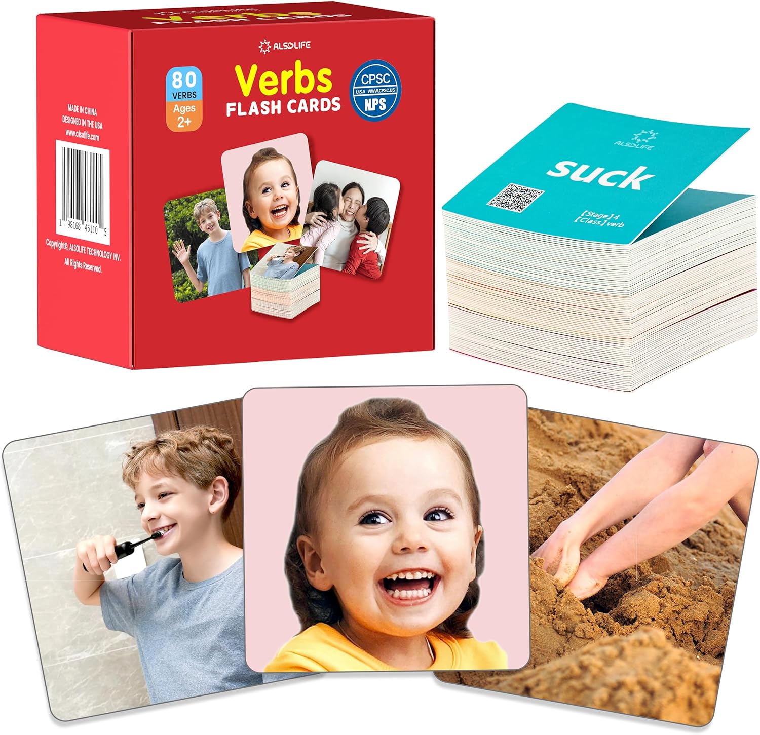 80 Verb Flash Cards| Action Cards for Speech Therapy | Video Supported Speech Therapy Materials & Autism Learning Materials | Extra Sturdy Vocabulary Flashcards and Stocking Stuffers for Toddlers