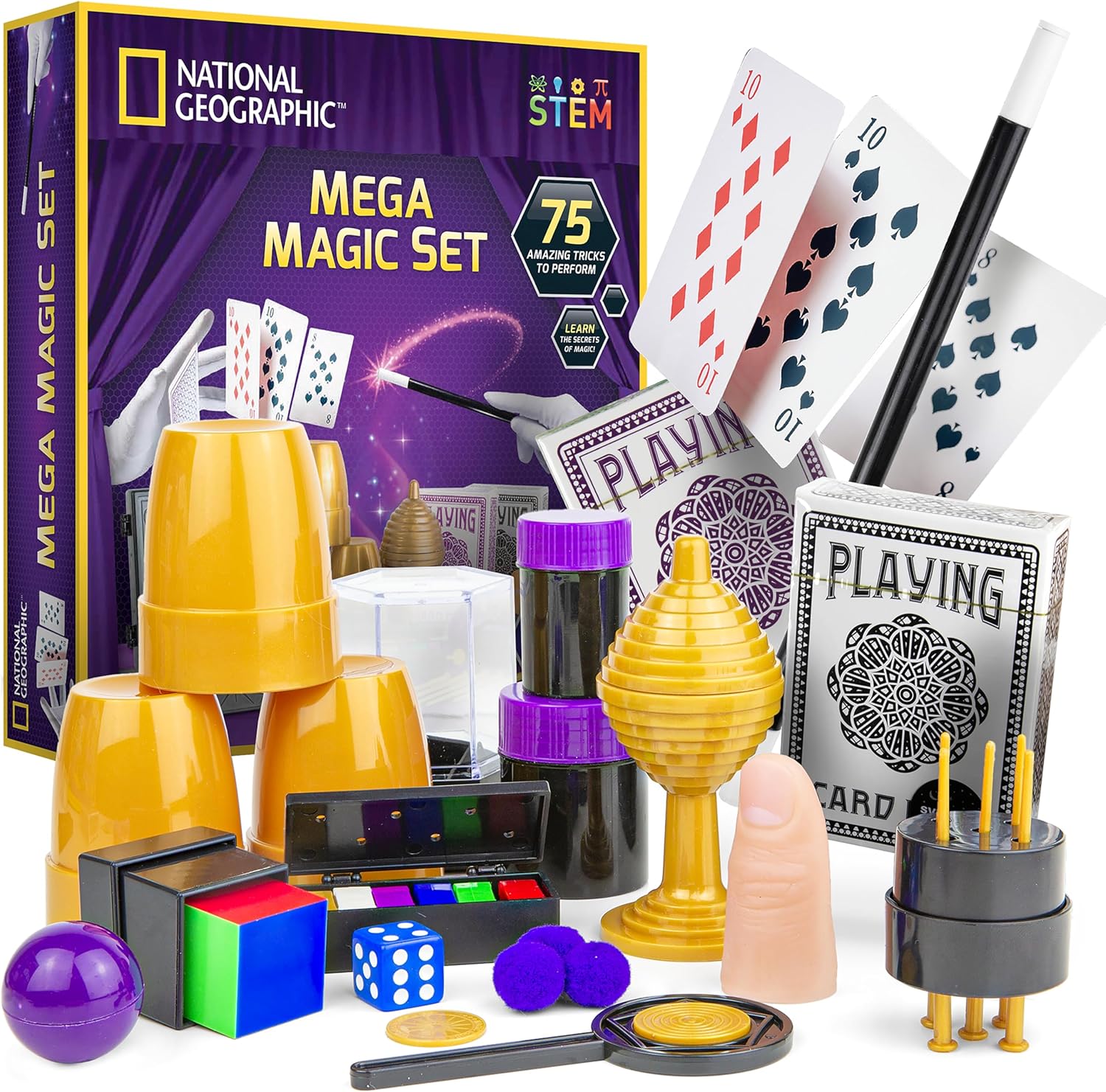 NATIONAL GEOGRAPHIC Mega Magic Set – More Than 75 Magic Tricks for Kids to Perform with Step-by-Step Video Instructions for Each Trick Provided by a Professional Magician (Amazon Exclusive)