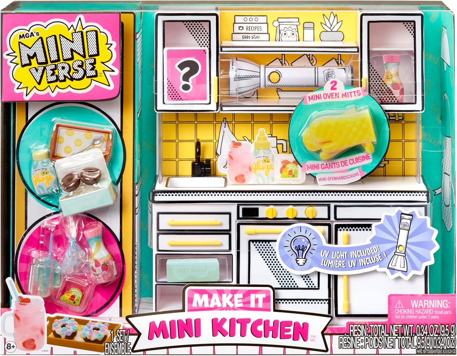 MGA’s Miniverse Make It Mini Kitchen, Kitchen Playset, w/UV Light, Collectibles, DIY, Resin Play, Exclusive, Mystery Recipe, Mini Oven Mitts, NOT Edible, 8+