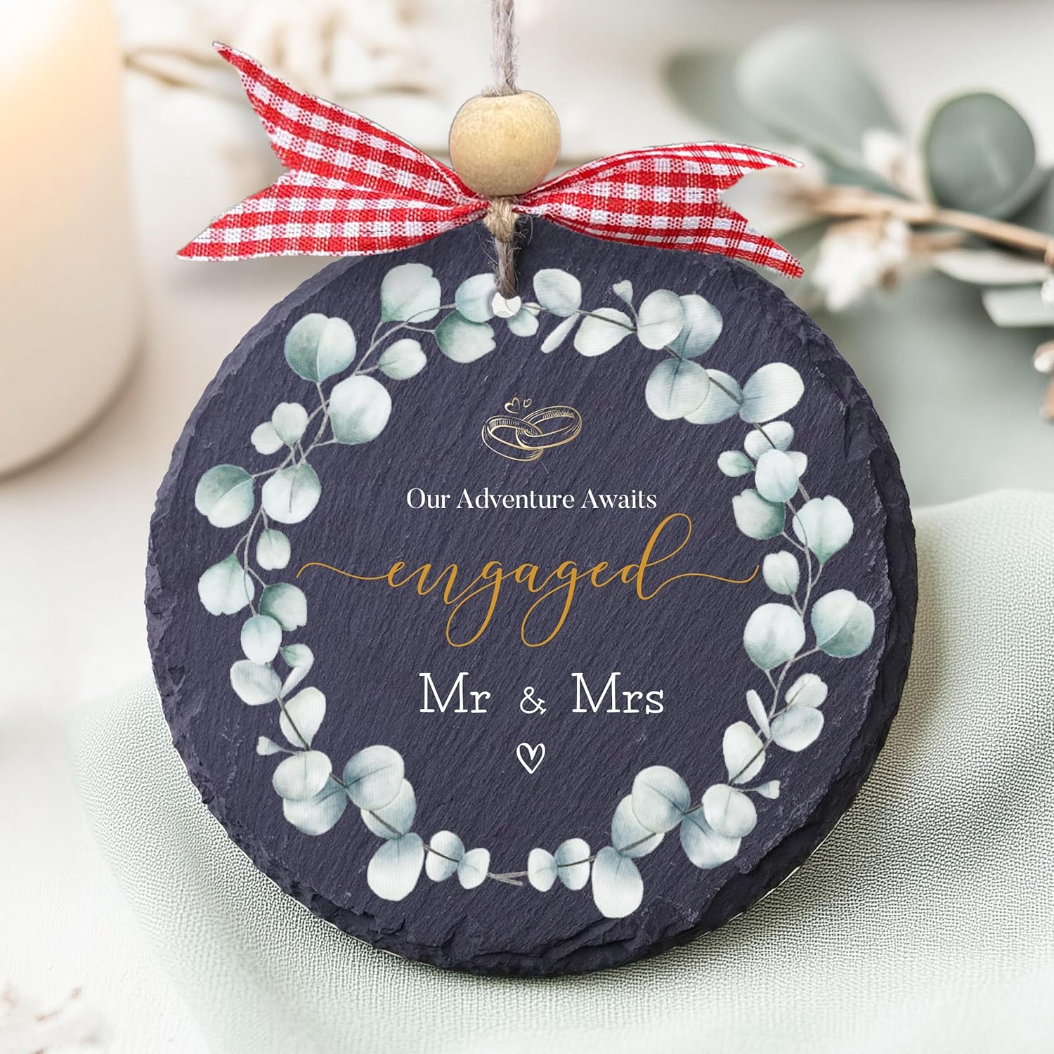 4″ Stone Engaged Ornament 2024 Engagement Our Adventure Awaits Gifts for Newly Engaged Couples Christmas Keepsake for Her Women Friend Fiancee Happy Gift Just Engaged Bride to Be NT10