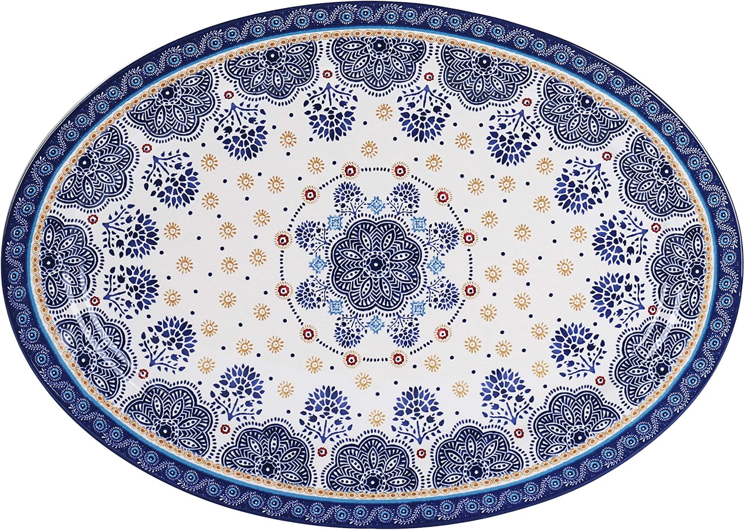 Bico Blue Talavera Ceramic 16 inch Oval Platter, Microwave & Dishwasher Safe