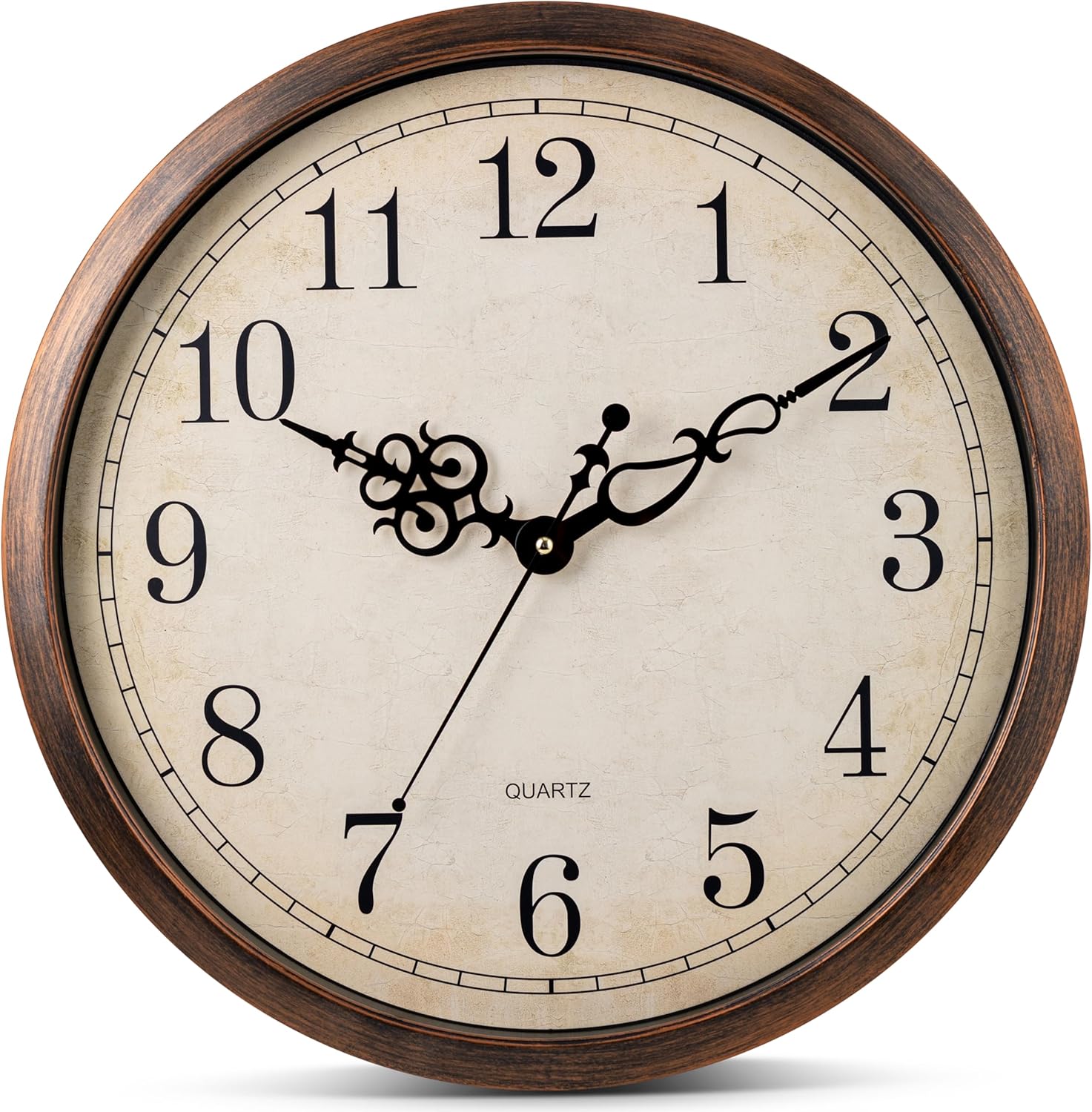 Bernhard Products Vintage Brown Wall Clock Silent Non Ticking 18 Inch Extra Large Quality Quartz Battery Operated Round Decorative Easy to Read for Home Kitchen Living/Dining Room Bedroom Office