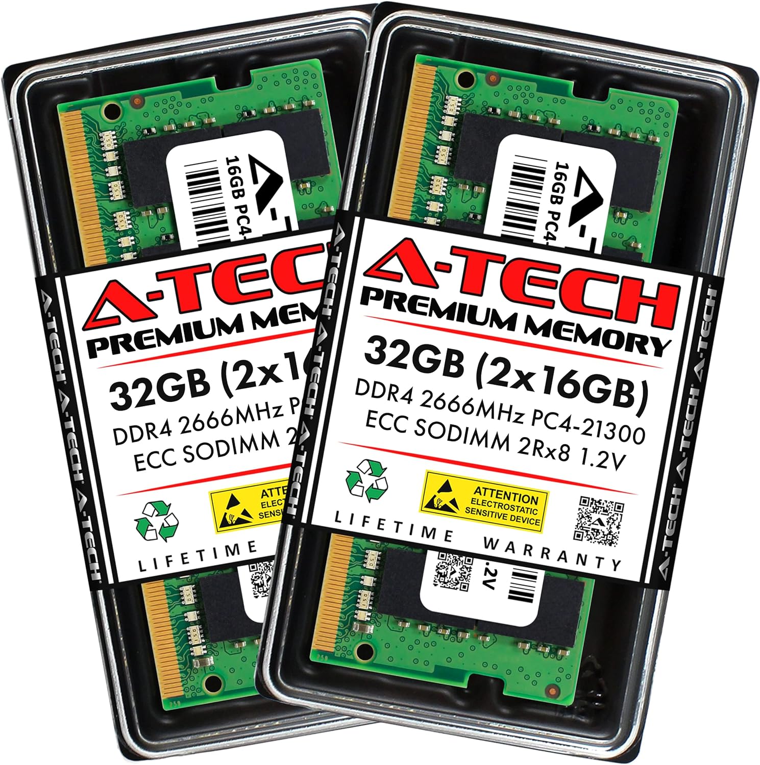 A-Tech 32GB (2x16GB) RAM Replacement for Synology D4ECSO-2666-16G, D4ES01-16G | DDR4 2666MHz PC4-21300 ECC SODIMM 2Rx8 1.2V Memory Upgrade for NAS DiskStation, RackStation, FlashStation, & NVR DVA