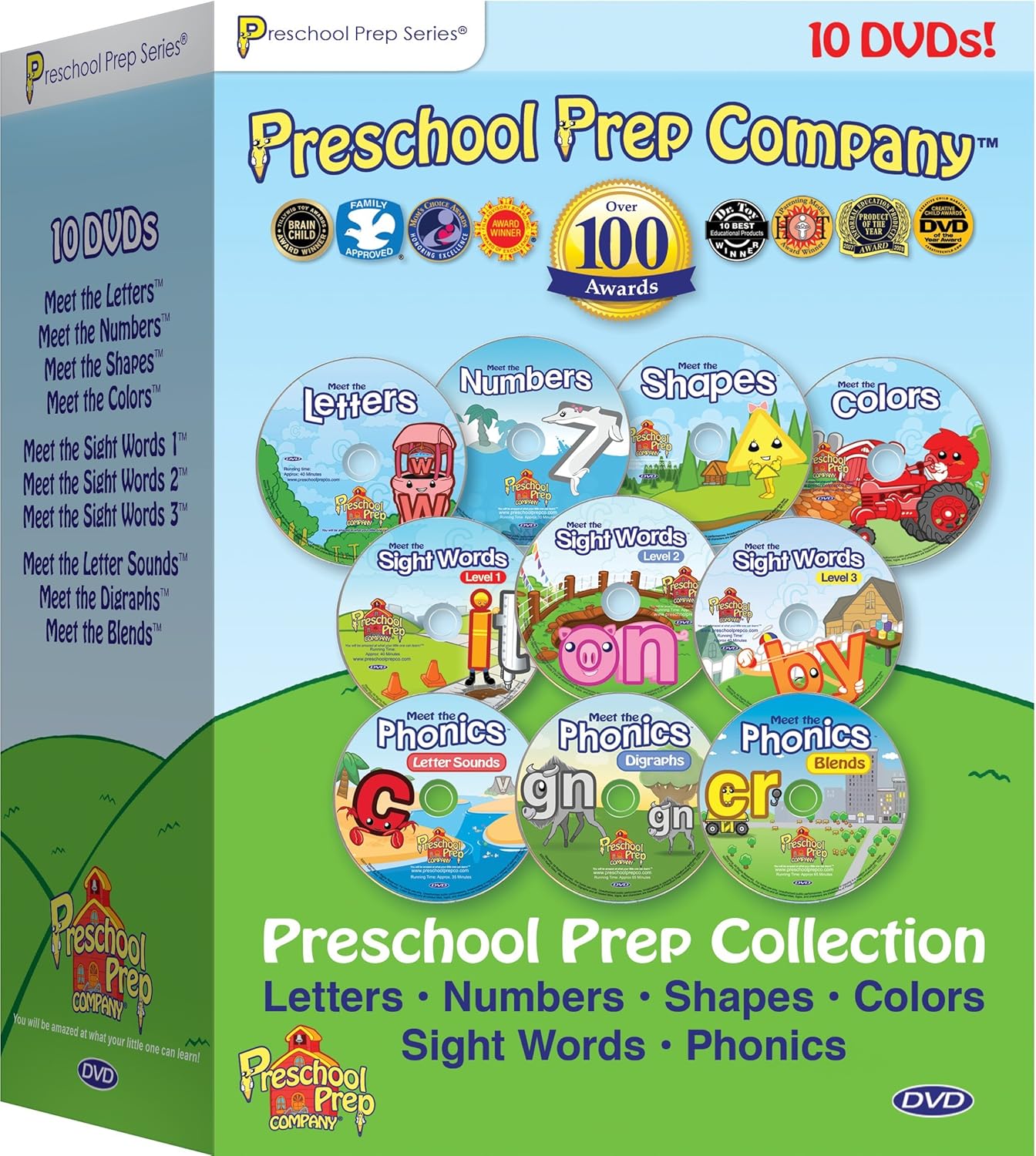 Preschool Prep Series Collection – 10 DVD Boxed Set (Meet the Letters, Meet the Numbers, Meet the Shapes, Meet the Colors, Meet the Sight Words 1, 2 & 3, Meet the Phonics – Letter Sounds, Digraphs & Blends