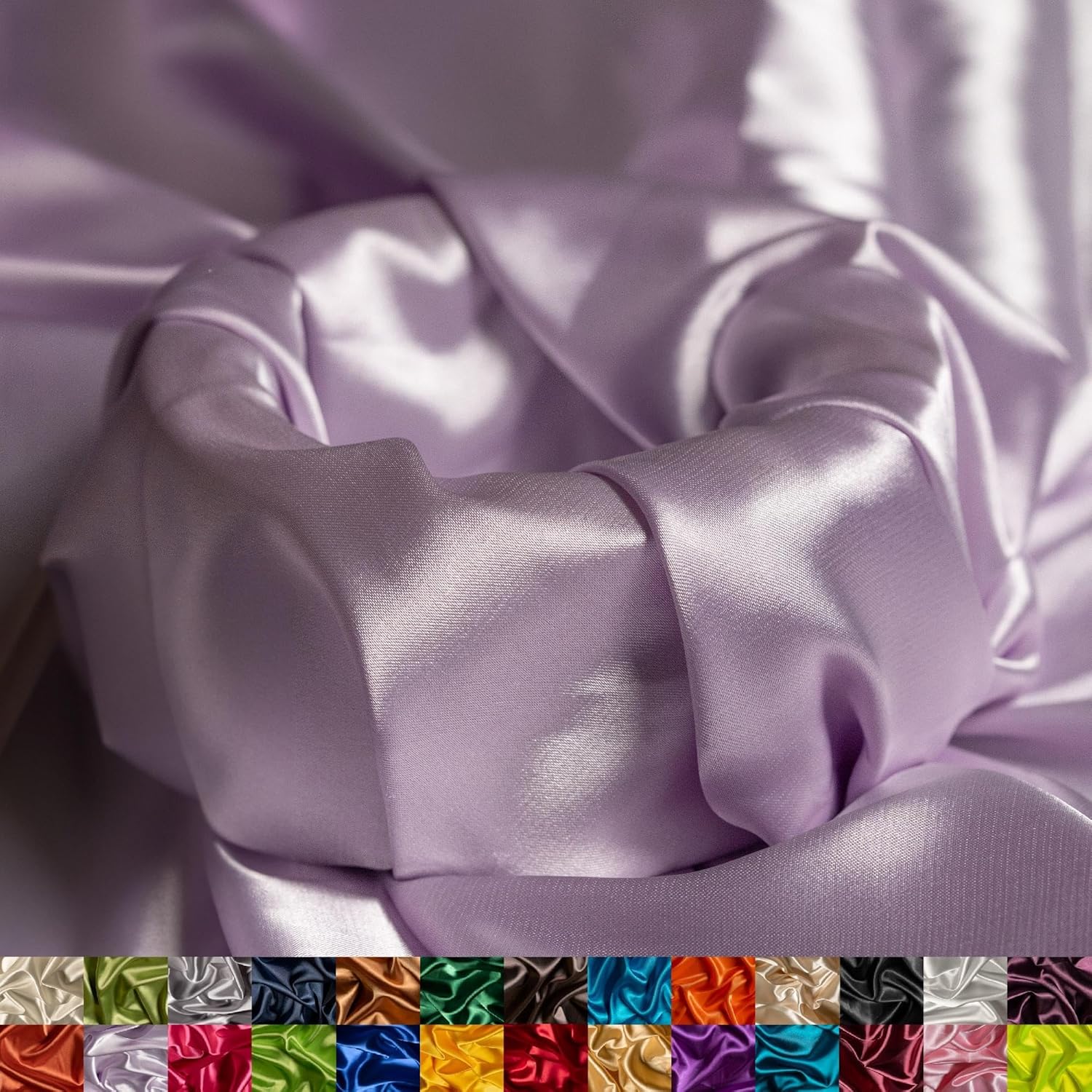 Stretch Charmeuse Satin Fabric by The Yard – 58/60” Wide Premium Silky & Smooth Charmeuse Fabric by The Yard for Sewing Apparel, Dresses, Night Gowns, Tablecloths & More – ⁠Lilac – 1 Yard