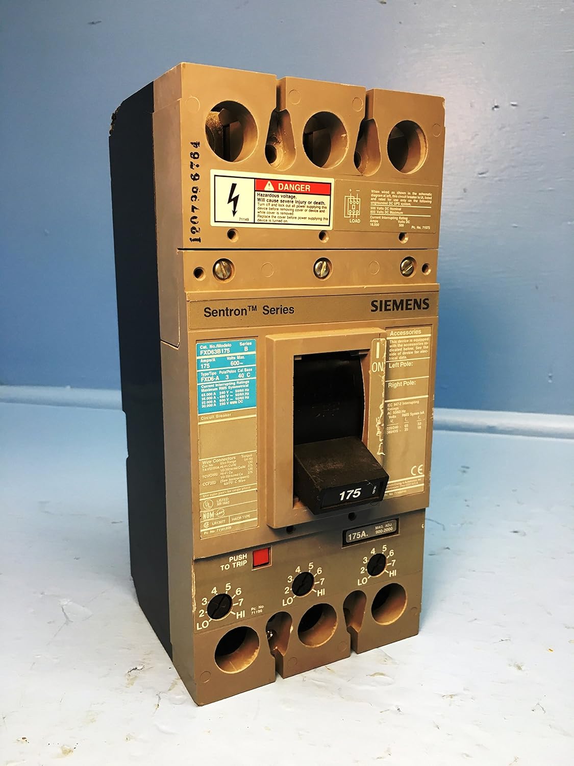 SIEMENS FXD63B175 Circuit Breaker,FD,3P,175A,600V