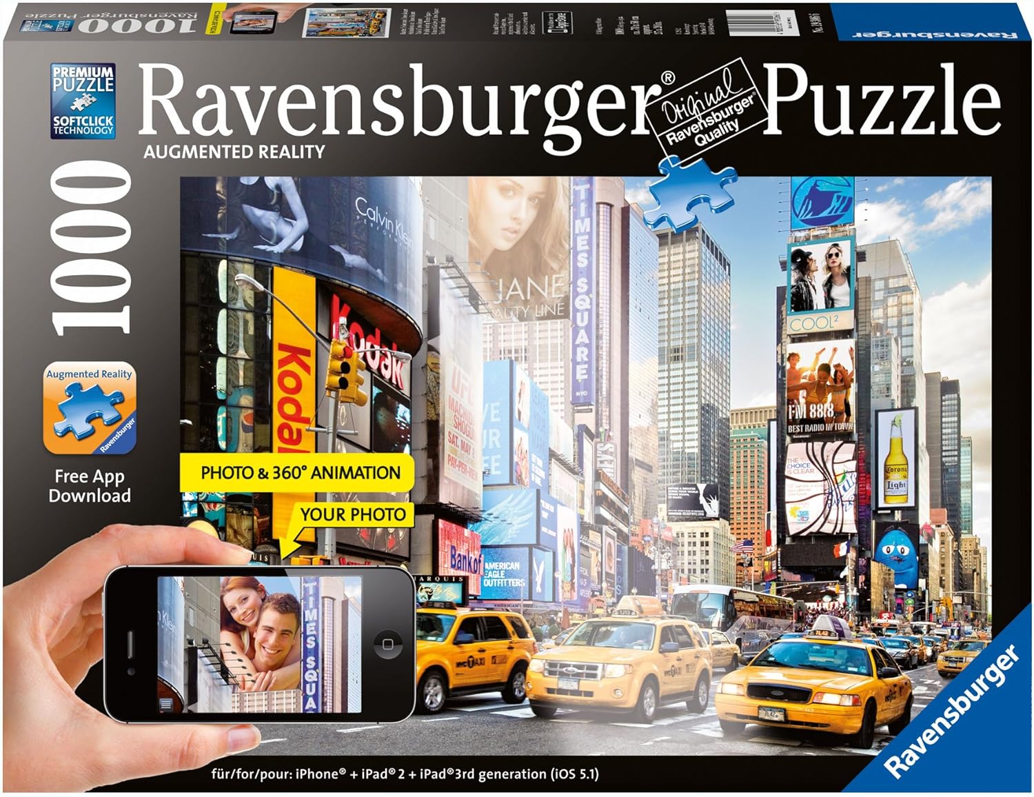 Ravensburger Colorful Activity at Times Square Augmented Reality Jigsaw Puzzle, 1000-Piece