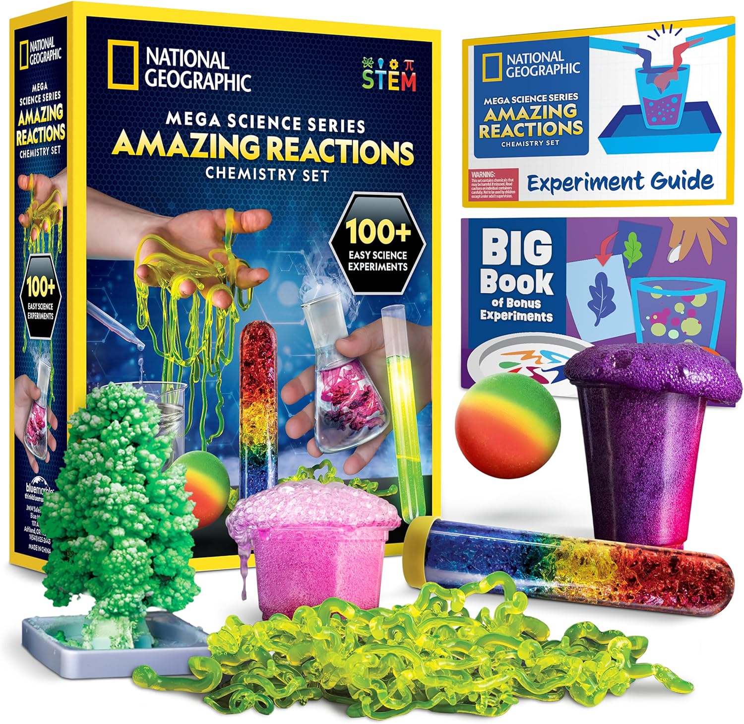 NATIONAL GEOGRAPHIC Amazing Chemistry Set – Chemistry Kit with 100+ Science Experiments Including Crystal Growing and Reactions, Science Kit for Kids, STEM Gift for Boys and Girls (Amazon Exclusive)