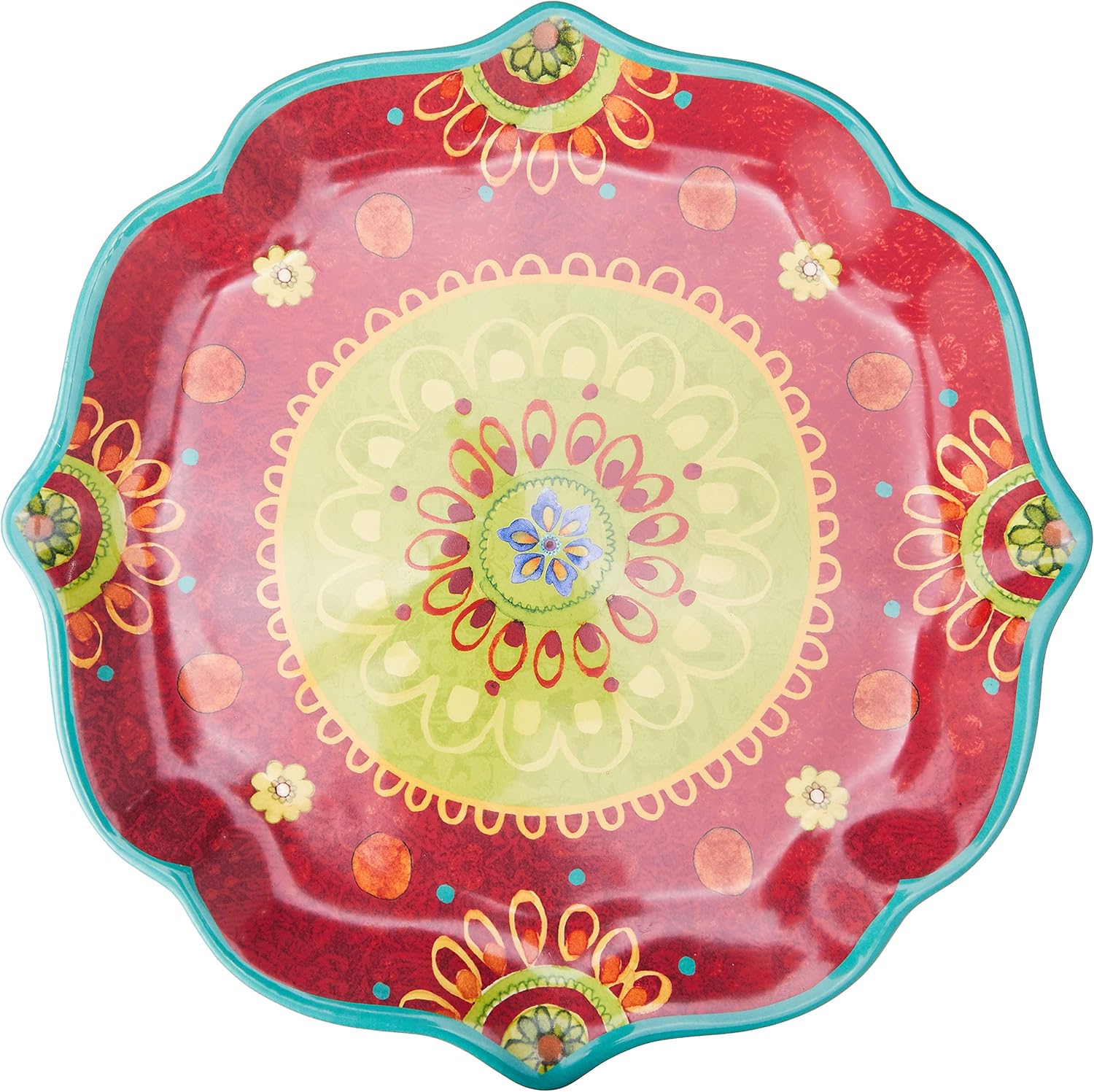 Certified International Tunisian Sunset Round Scallop Shaped Platter, 13.25″, Multicolored, Large