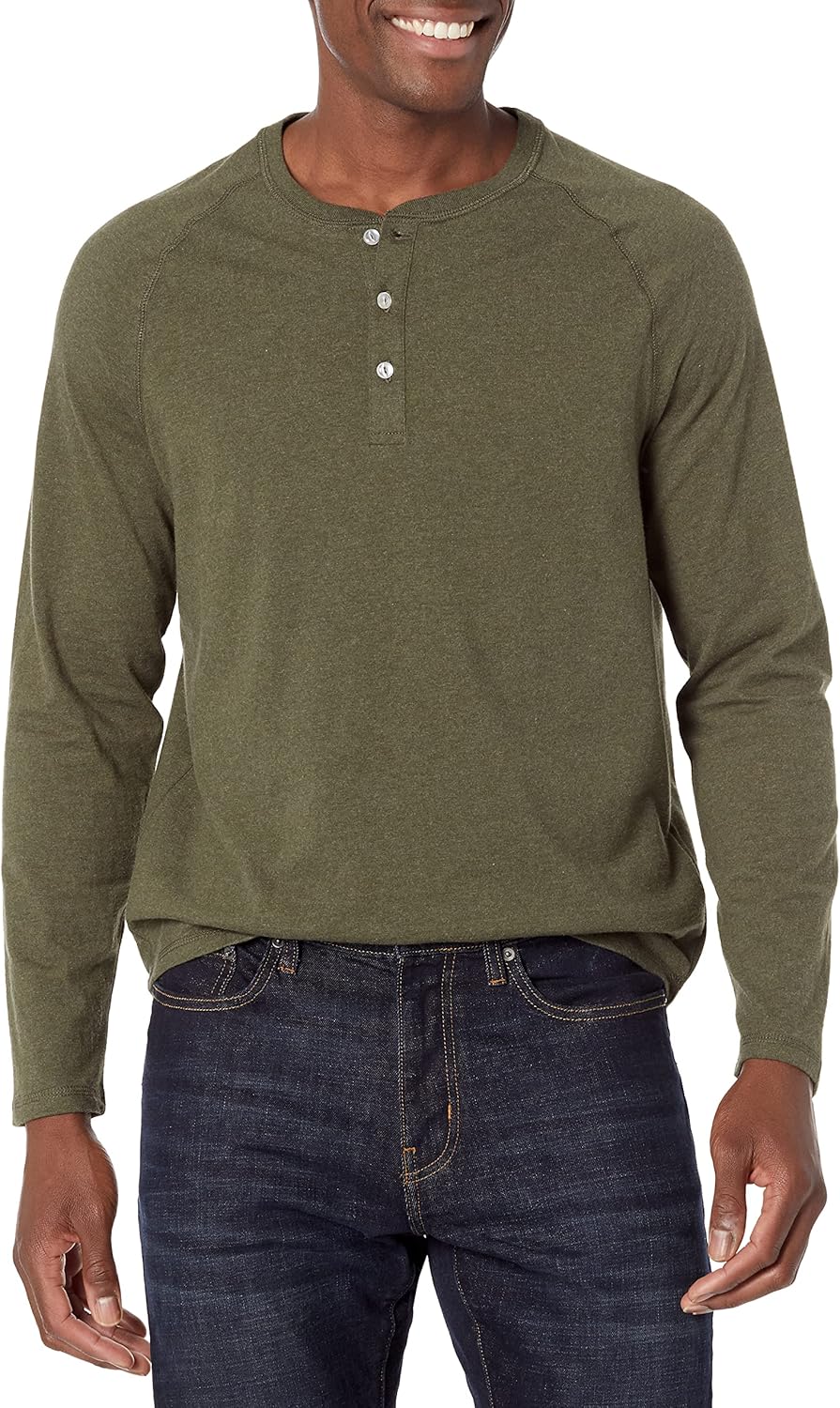 Amazon Essentials Long Sleeve Shirt for Men, Regular-Fit Henley, Available in Big & Tall