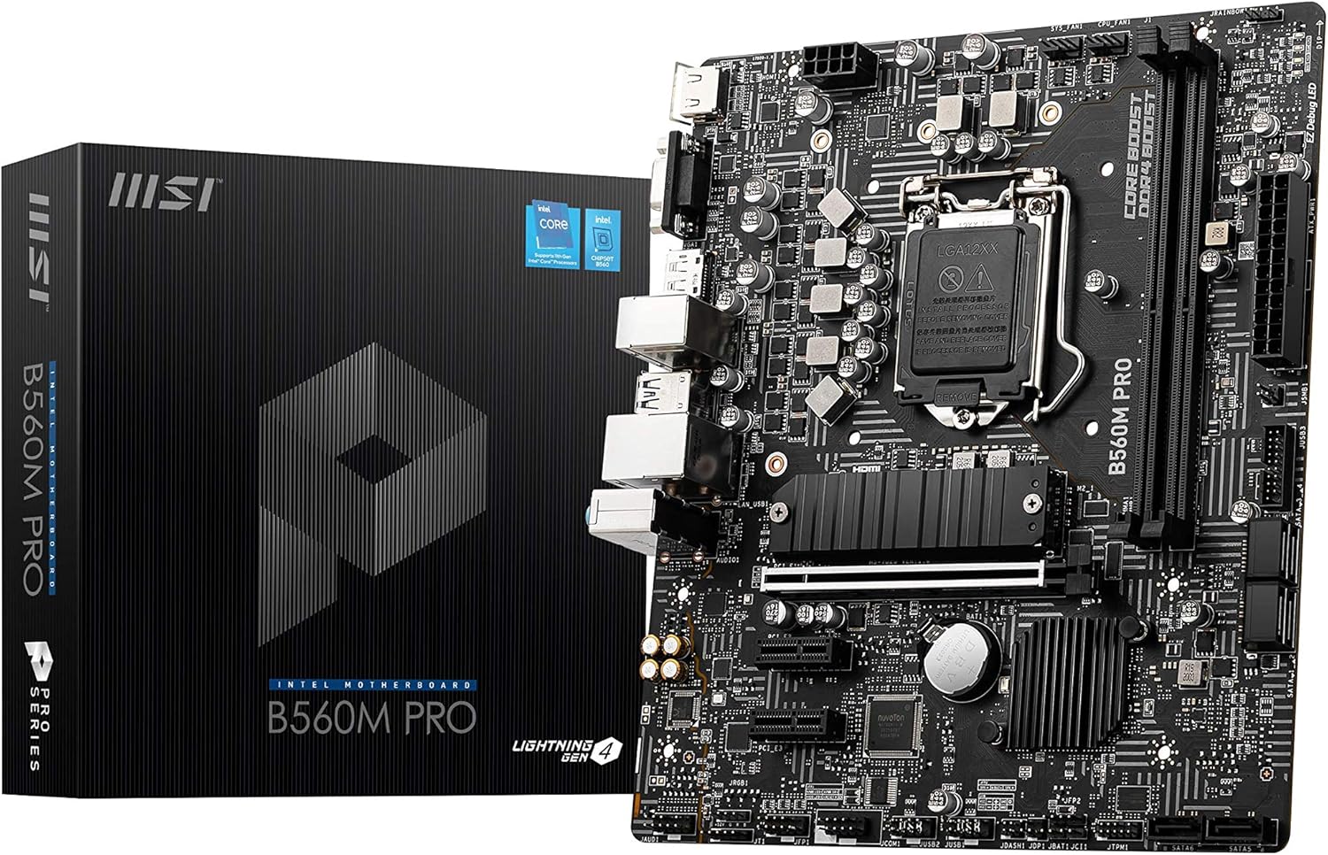 MSI B560M PRO-E ProSeries Motherboard (mATX, 11th/10th Gen Intel Core, LGA 1200 Socket, DDR4, PCIe 4, M.2 Slot, USB 3.2, Gbps LAN)