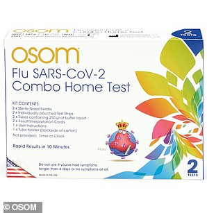 Protect your family this season with an at-home kit featuring two rapid tests for flu A, flu B, and COVID-19