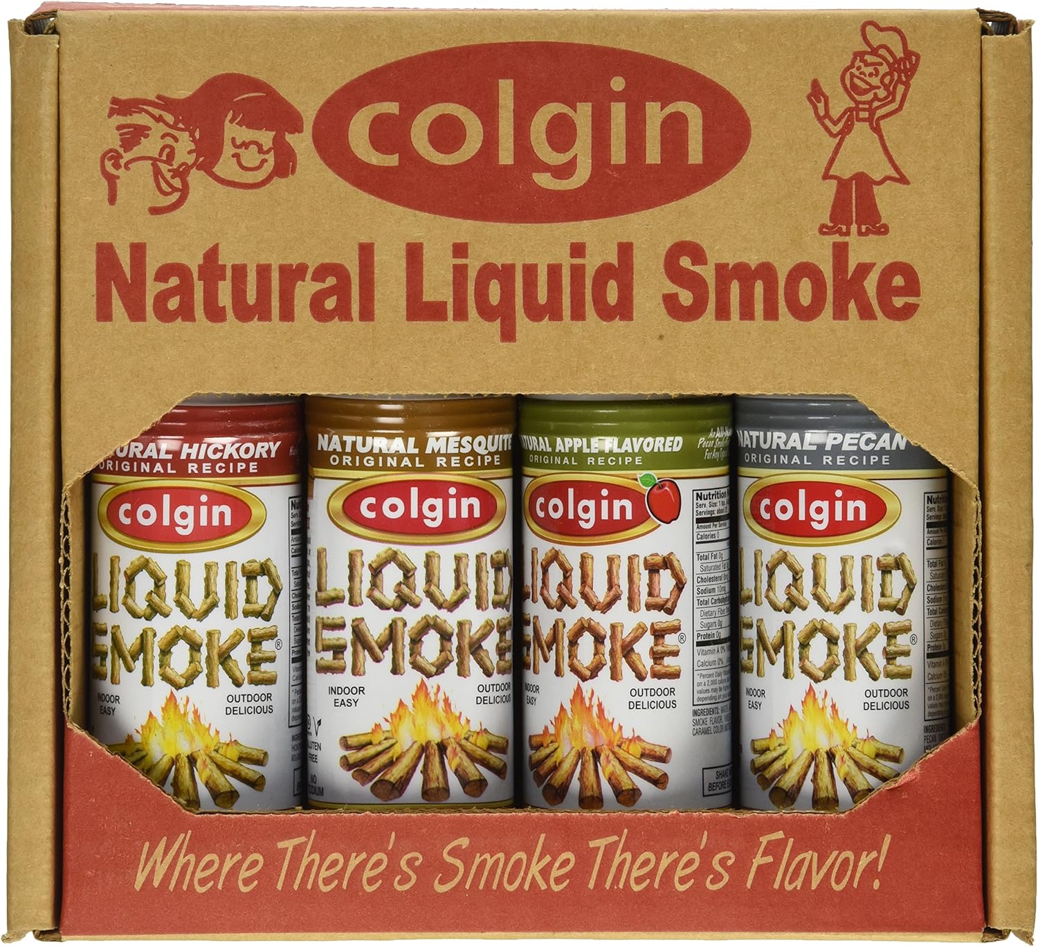 COLGIN Natural Liquid Smoke Gift Box – 4 Pack with Pecan