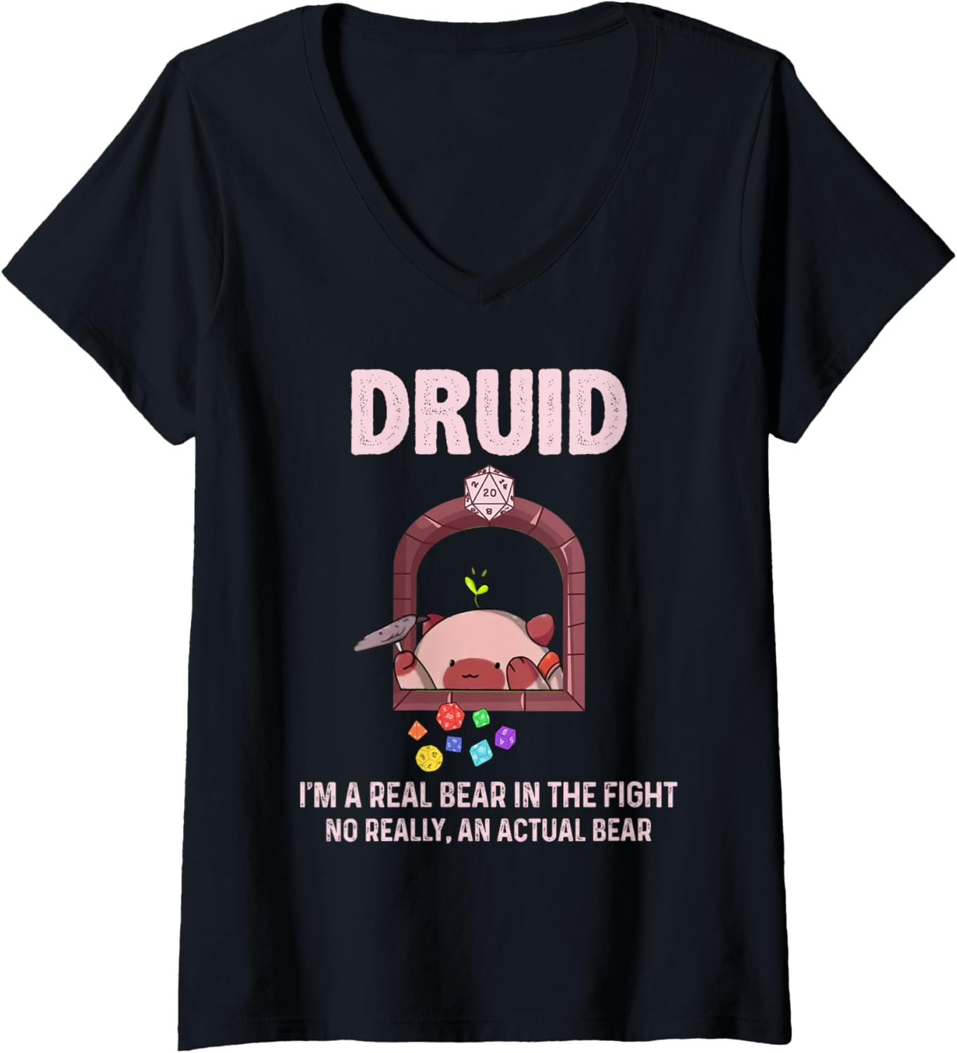 Druid I’m A Real Bear In The Fight. No Really An Actual Bear V-Neck T-Shirt