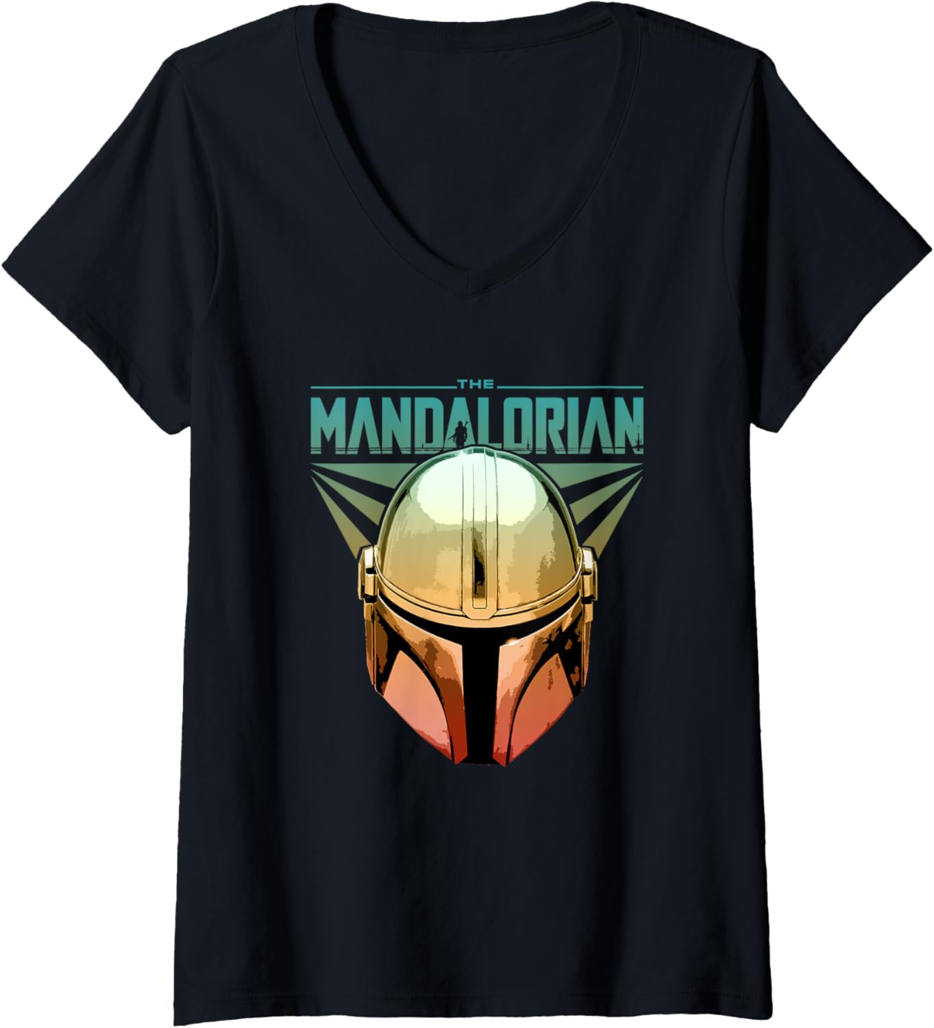 Star Wars The Mandalorian Gradient Beskar Helmet V-Neck T-Shirt