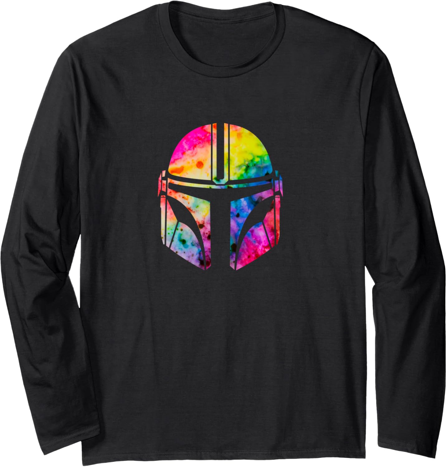 Star Wars The Mandalorian Beskar Helmet Watercolor Tie Dye Long Sleeve T-Shirt