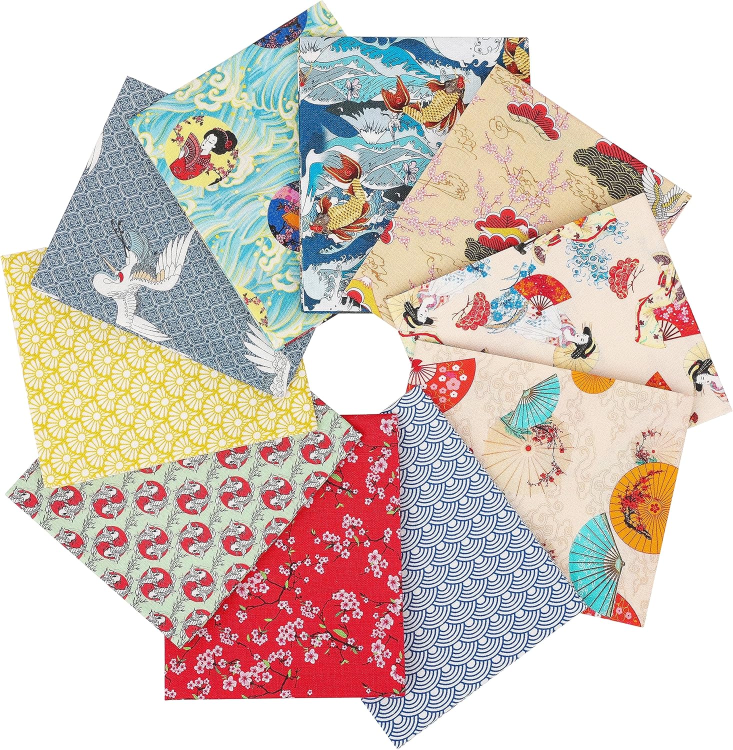 Craftido -25 Options- 100% Cotton Quilting Fabric Bundles 10pcs Fat Quarters 18”x21”-Medium Weight 5.2 oz- for Quilting, Sewing Project, Patchwork, DIY Crafts – Japanese Style