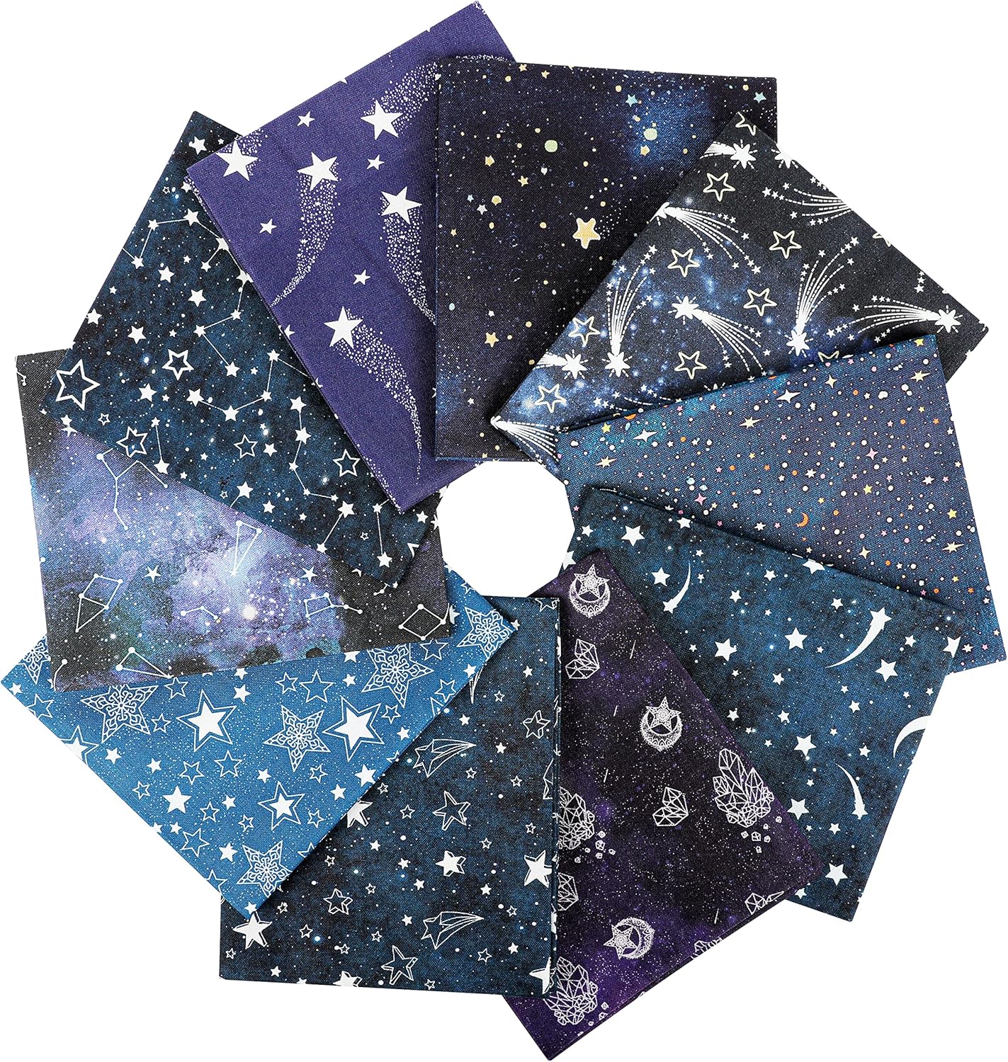 Craftido -25 Options- 100% Cotton Quilting Fabric Bundles 10pcs Fat Quarters 18”x21”-Medium Weight 5.2 oz- for Quilting, Sewing Project, Patchwork, DIY Crafts – Starry Sky