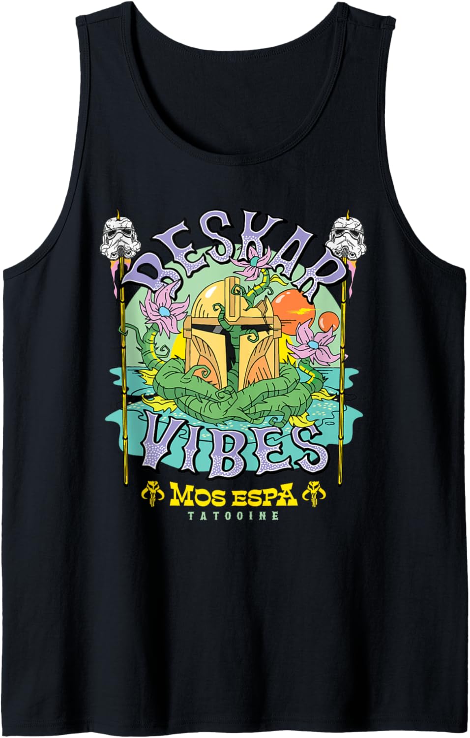 Star Wars The Mandalorian Beskar Vibes Mos Espa Surf Beach Tank Top