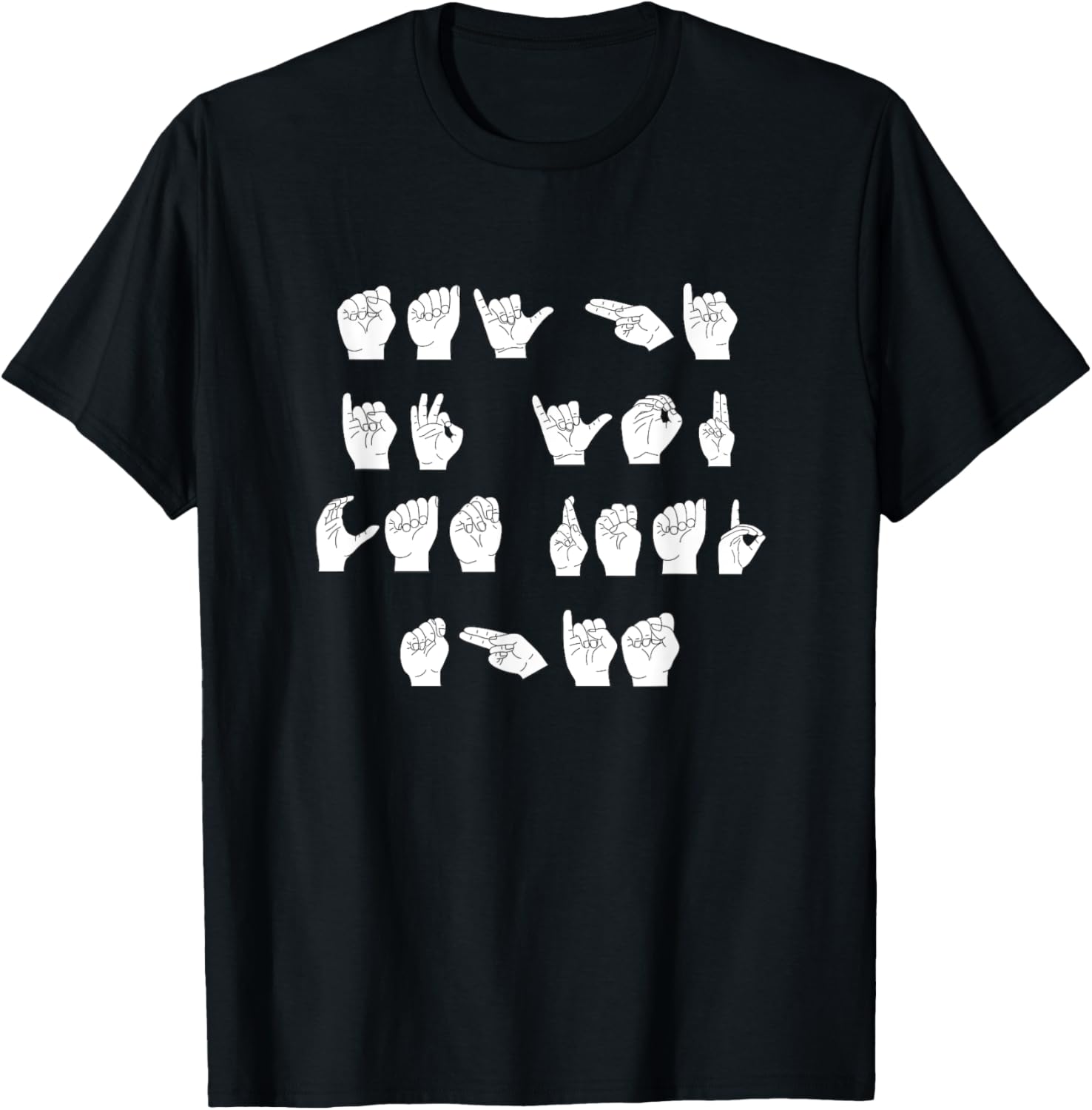 ASL American Sign Language Finger Spell Hand Women Men Adult T-Shirt